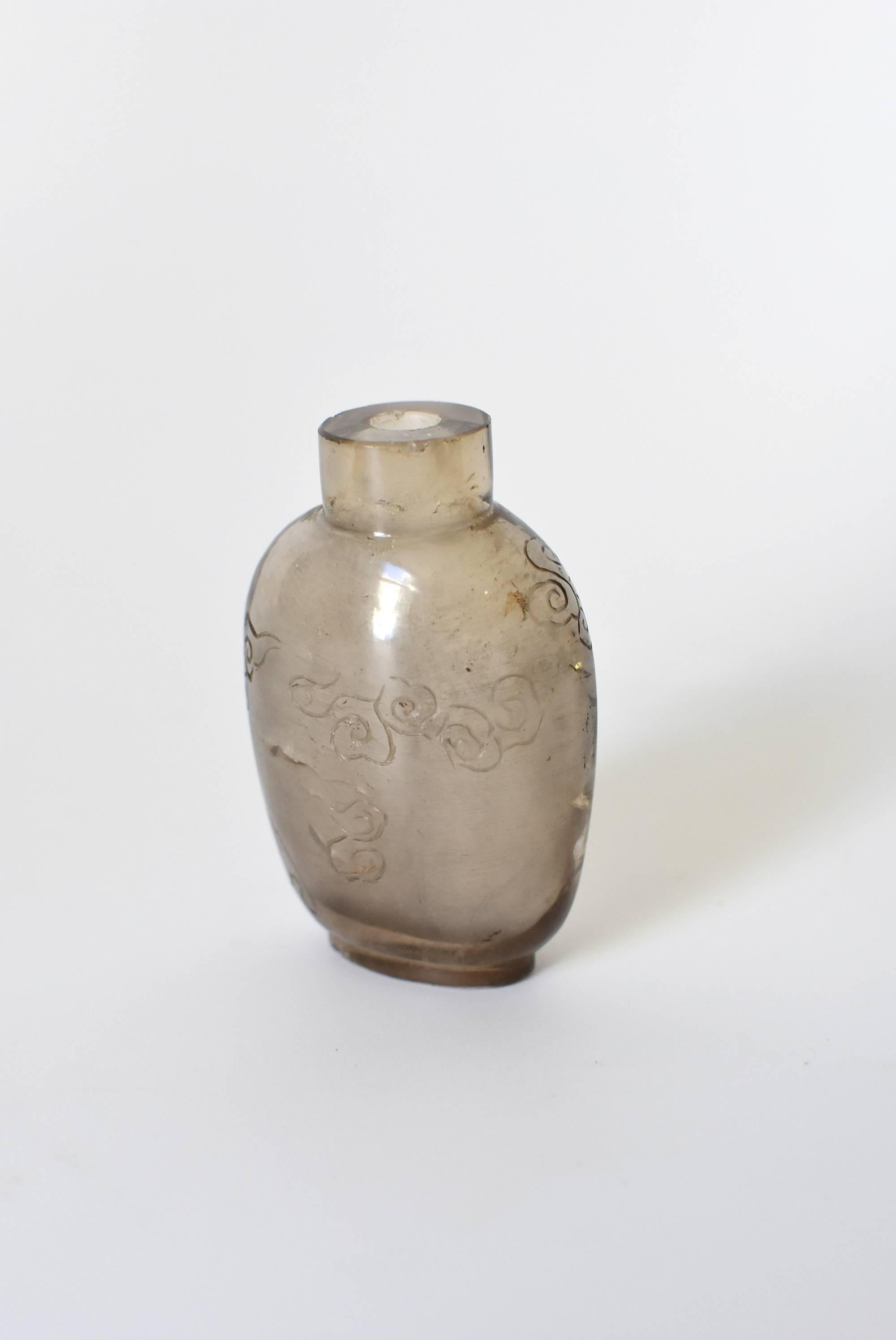 Hand-Carved Antique Rock Crystal Snuff Bottle