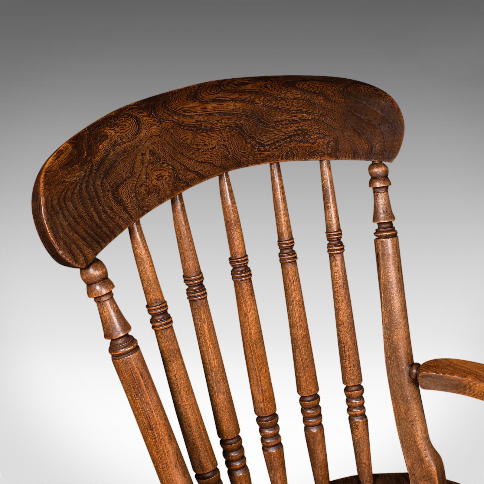 Antique Rocker, English, Beech, Elm, Rocking Chair, Country House, Victorian 5