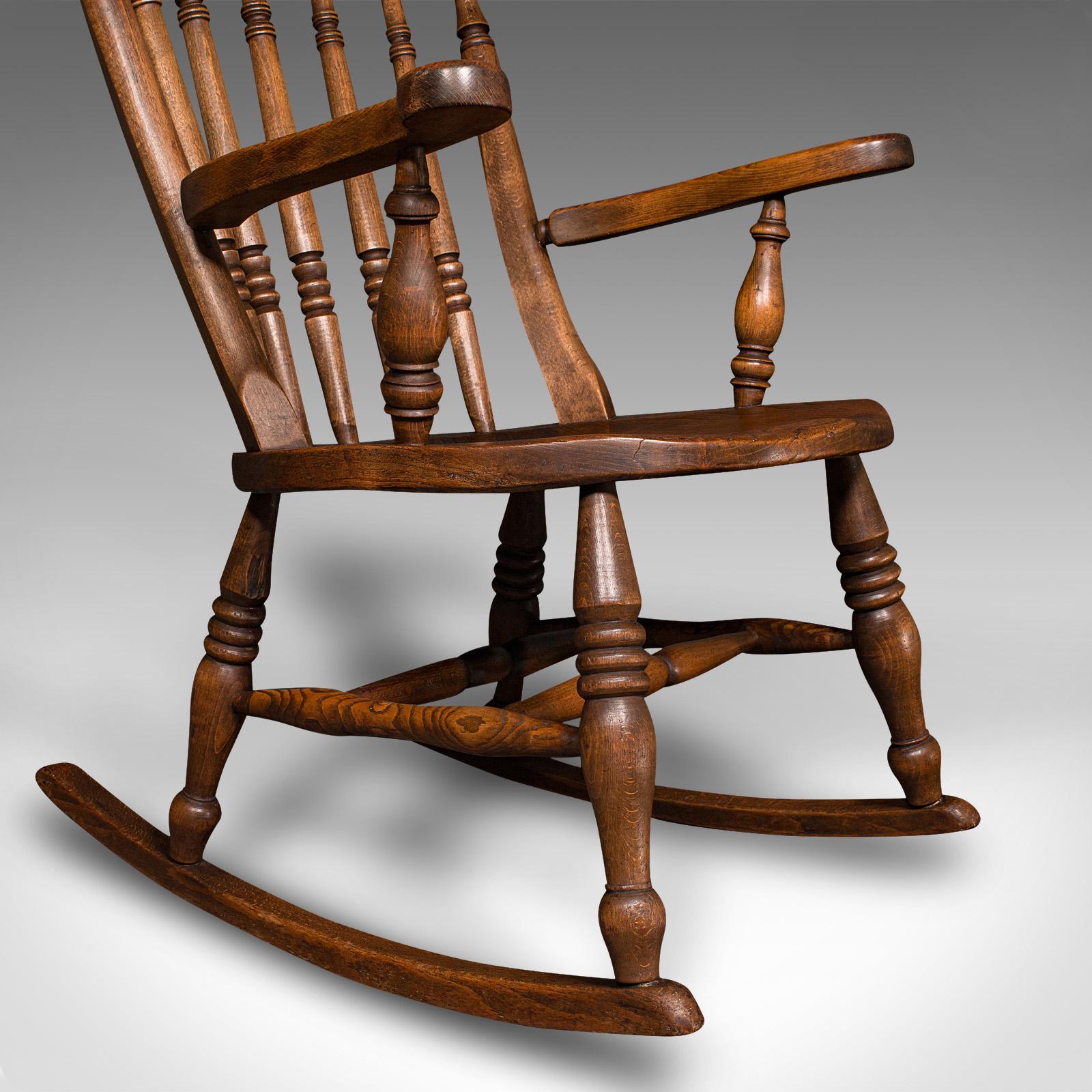 Antique Rocker, English, Beech, Elm, Rocking Chair, Country House, Victorian 6