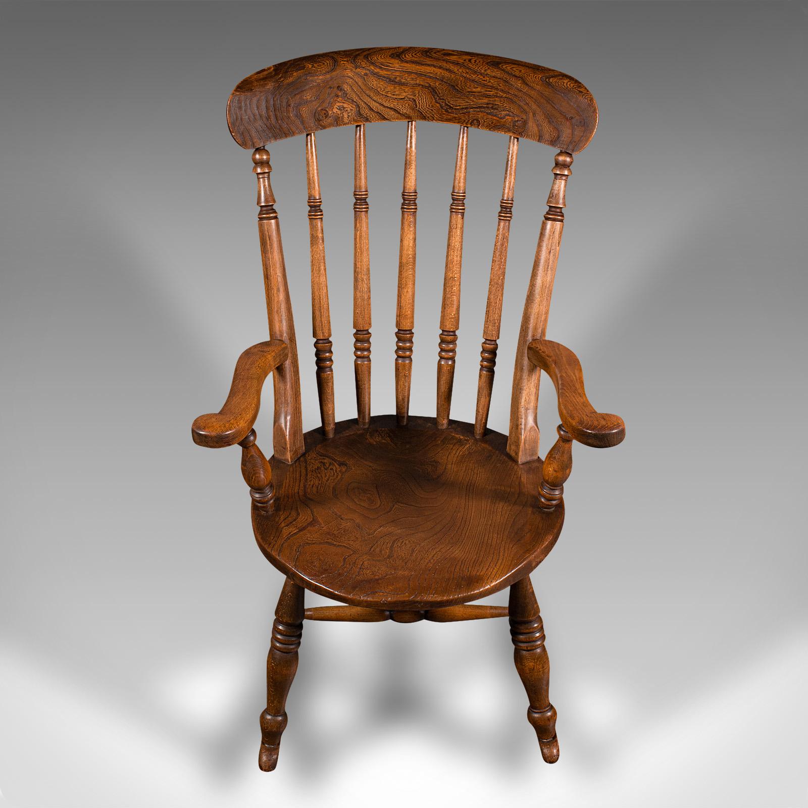 Antique Rocker, English, Beech, Elm, Rocking Chair, Country House, Victorian 1