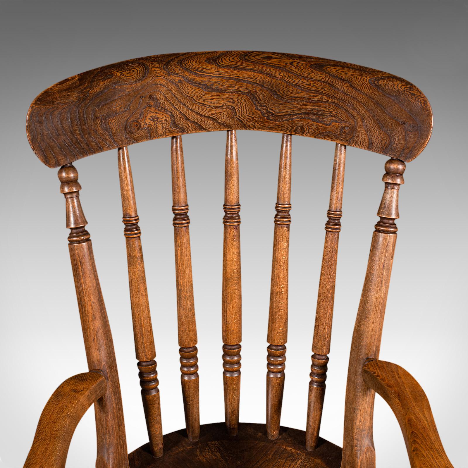 Antique Rocker, English, Beech, Elm, Rocking Chair, Country House, Victorian 2