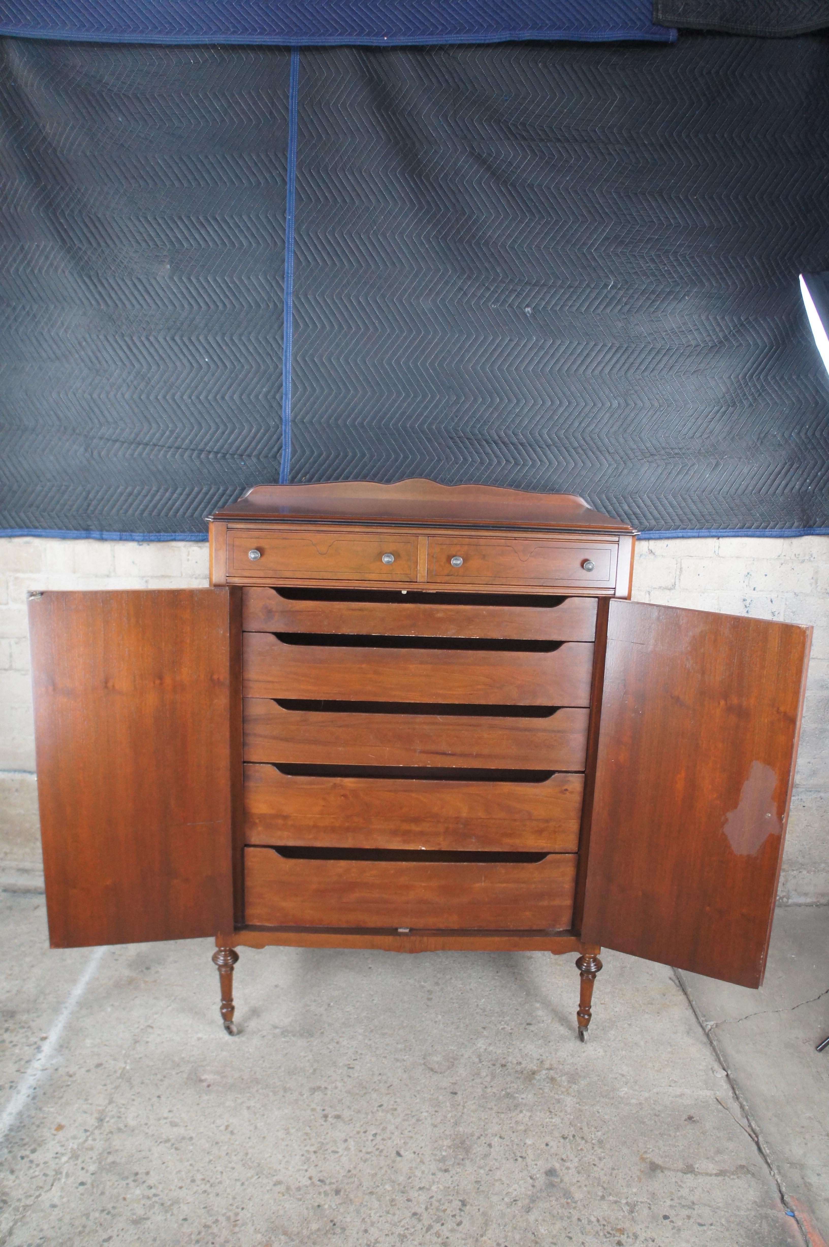 Rockford Furniture Art Deco Style Walnut Gentleman's Chest of Drawers For Sale 4
