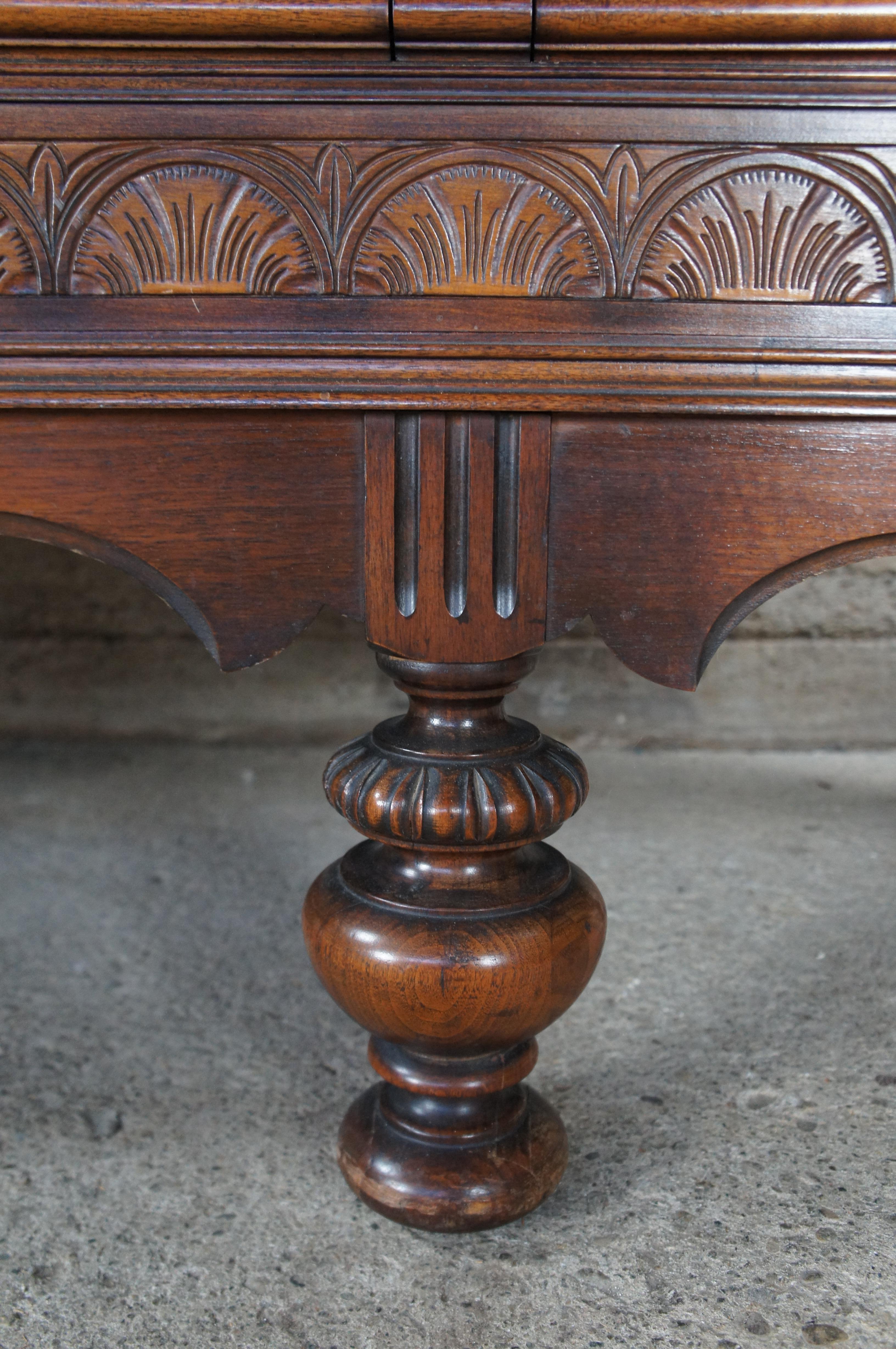 Antique Rockford Furniture Jacobean Style Walnut Carved Buffet Sideboard 72