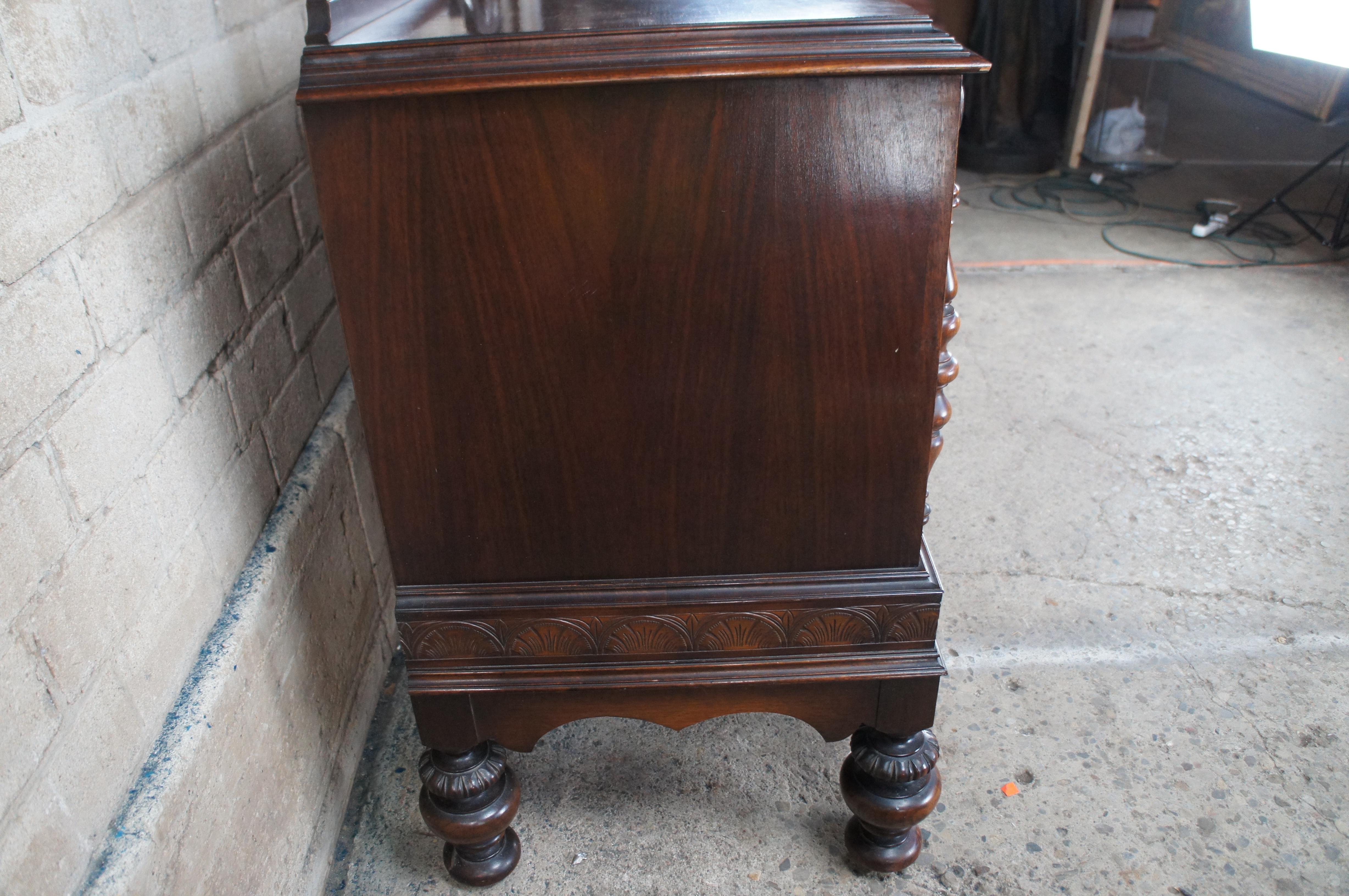 Antique Rockford Furniture Jacobean Style Walnut Carved Buffet Sideboard 72