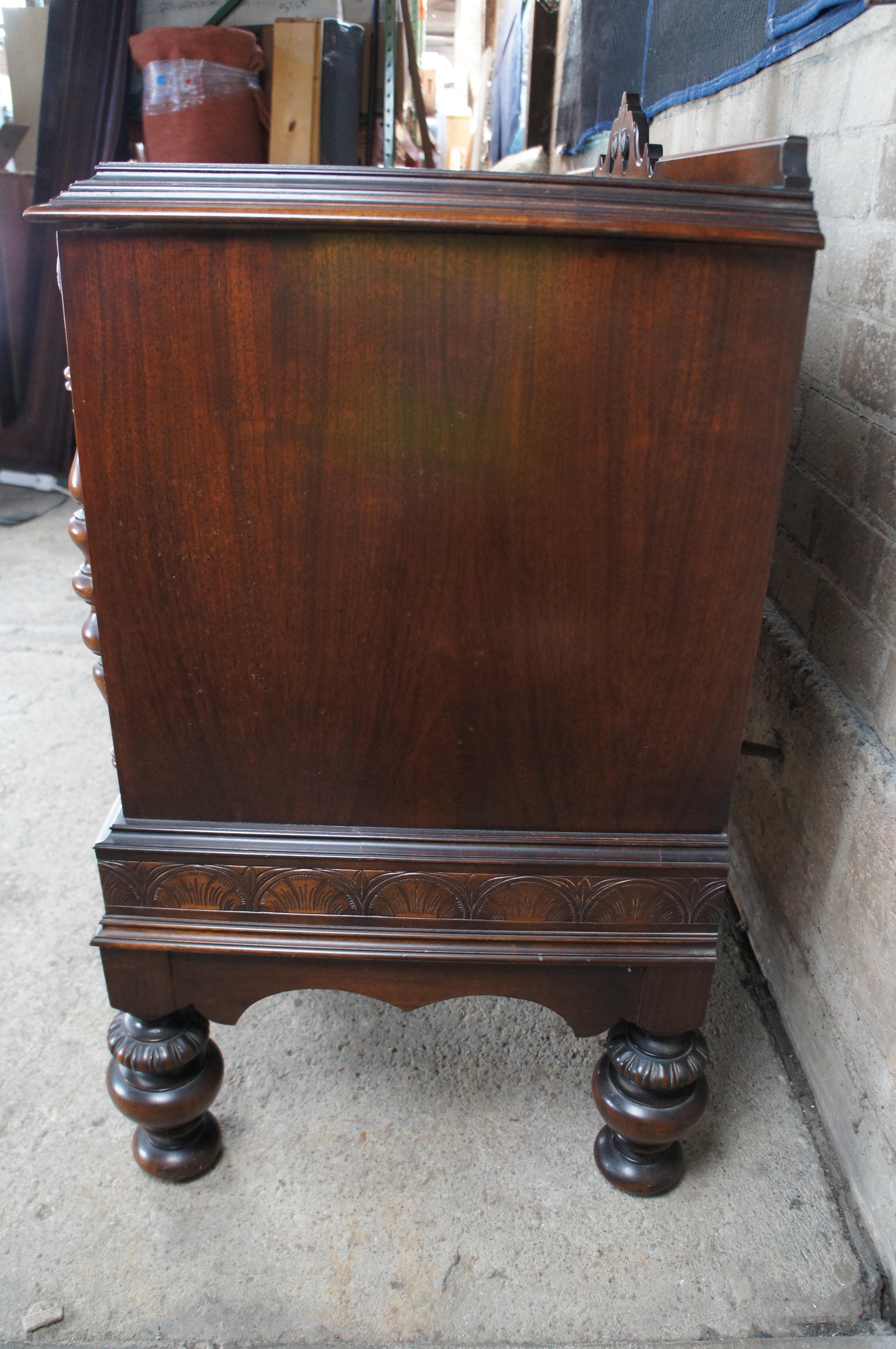 Antique Rockford Furniture Jacobean Style Walnut Carved Buffet Sideboard 72