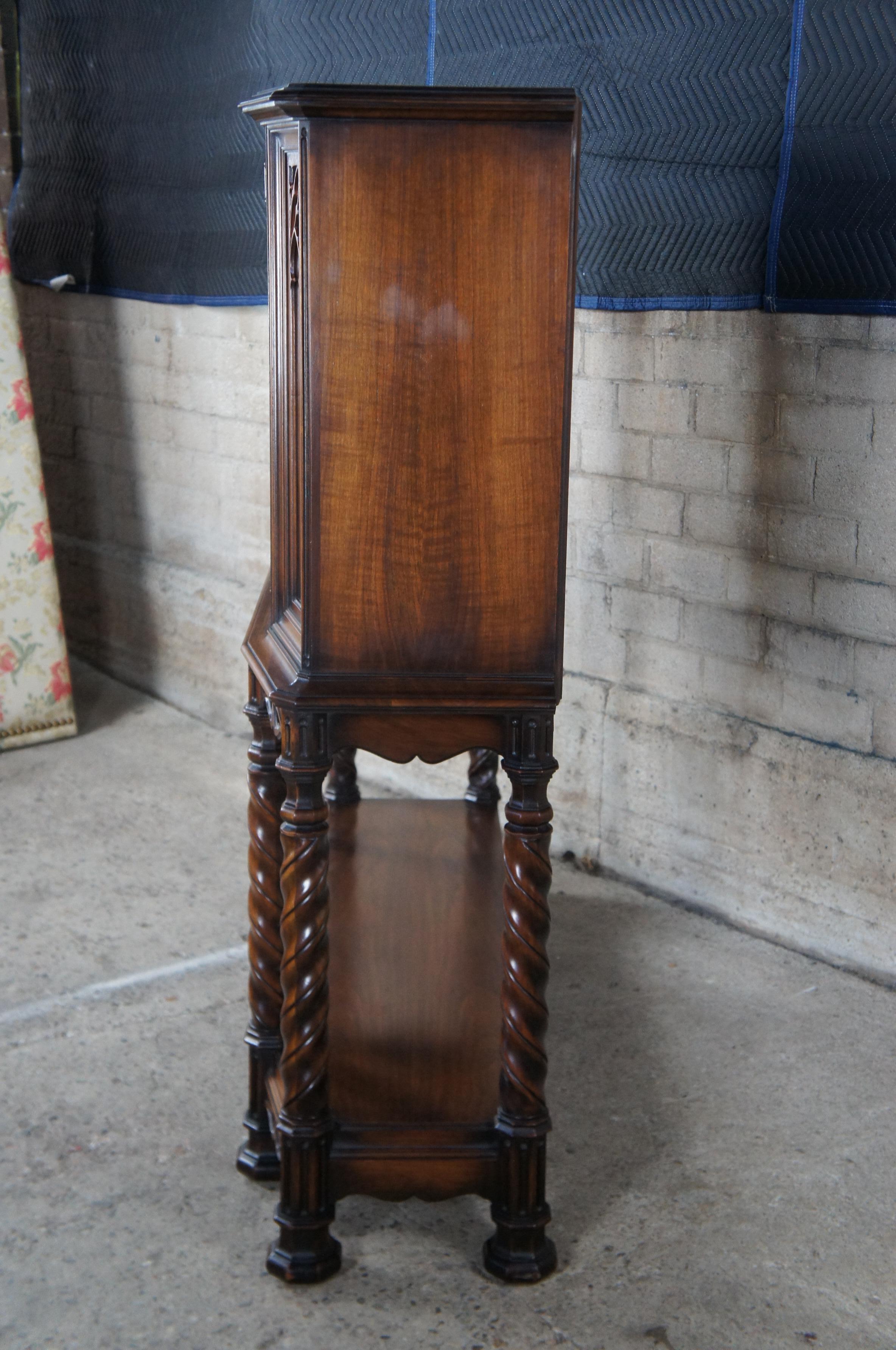 Antique Rockford Gothic Walnut Carved Court Cupboard Hutch Sideboard Bar Cabinet 2