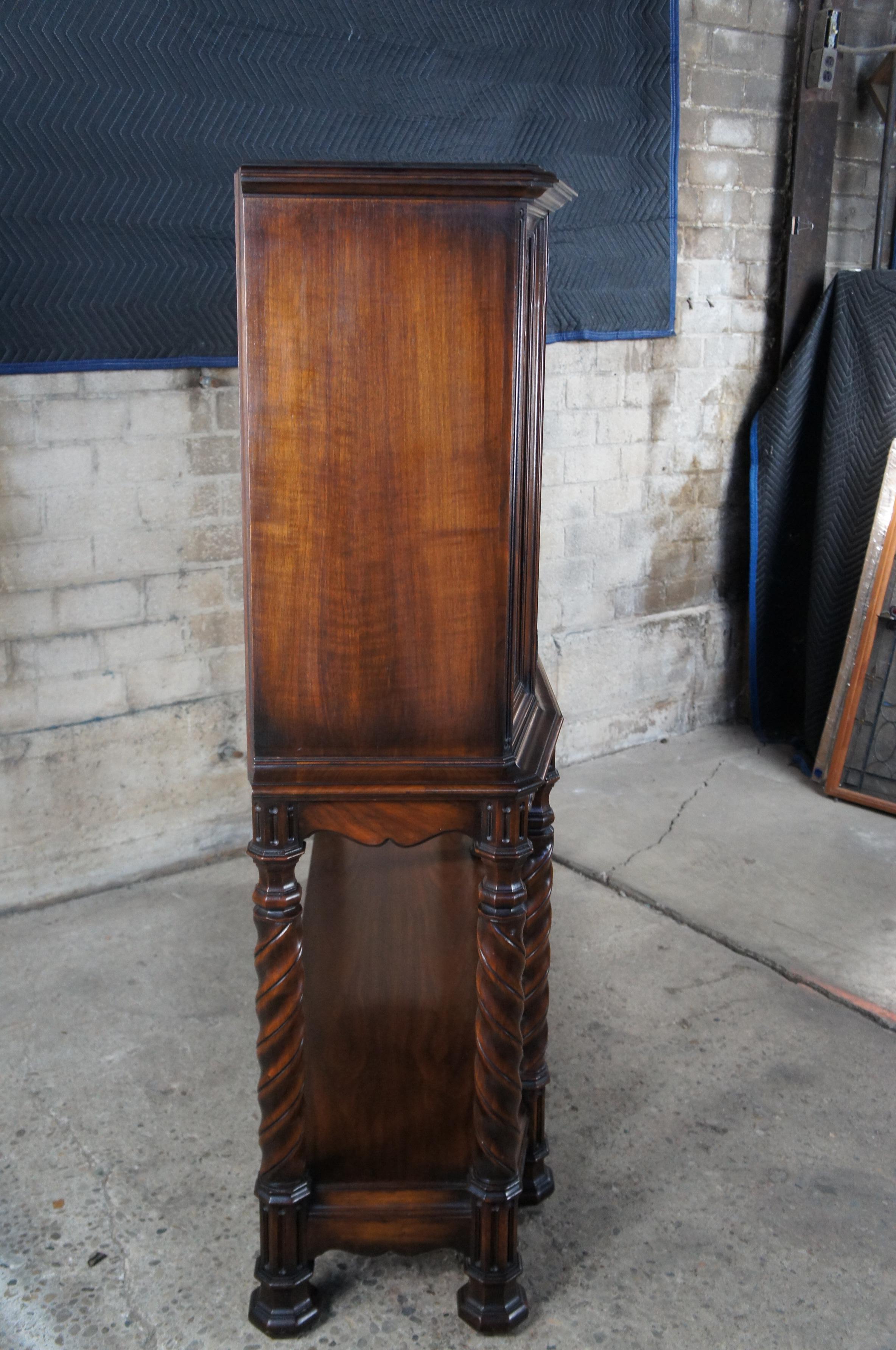 Antique Rockford Gothic Walnut Carved Court Cupboard Hutch Sideboard Bar Cabinet 3