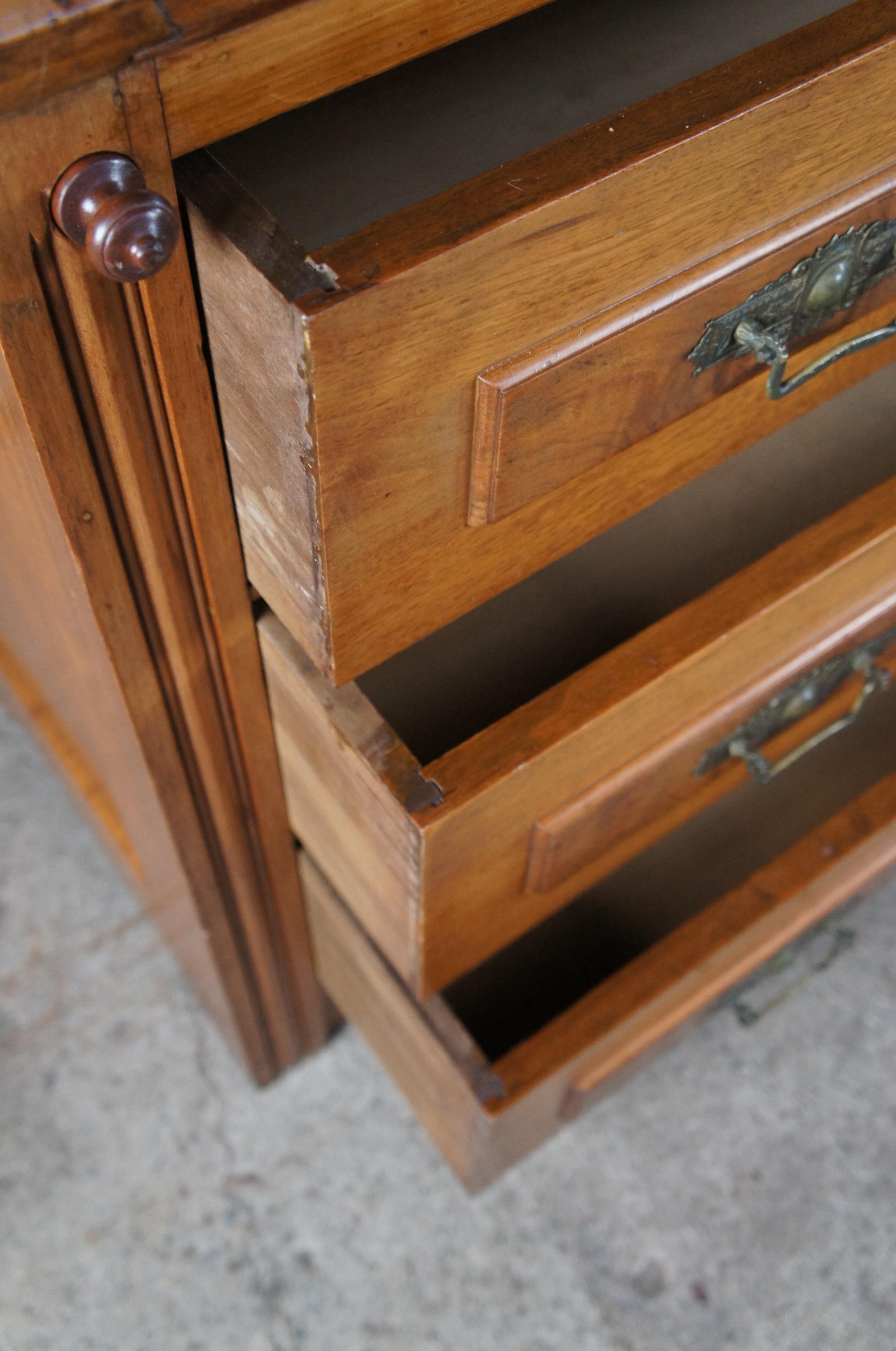 Antique Rockford Union Victorian Maple Secretary Desk & Bookcase Display Cabinet 1