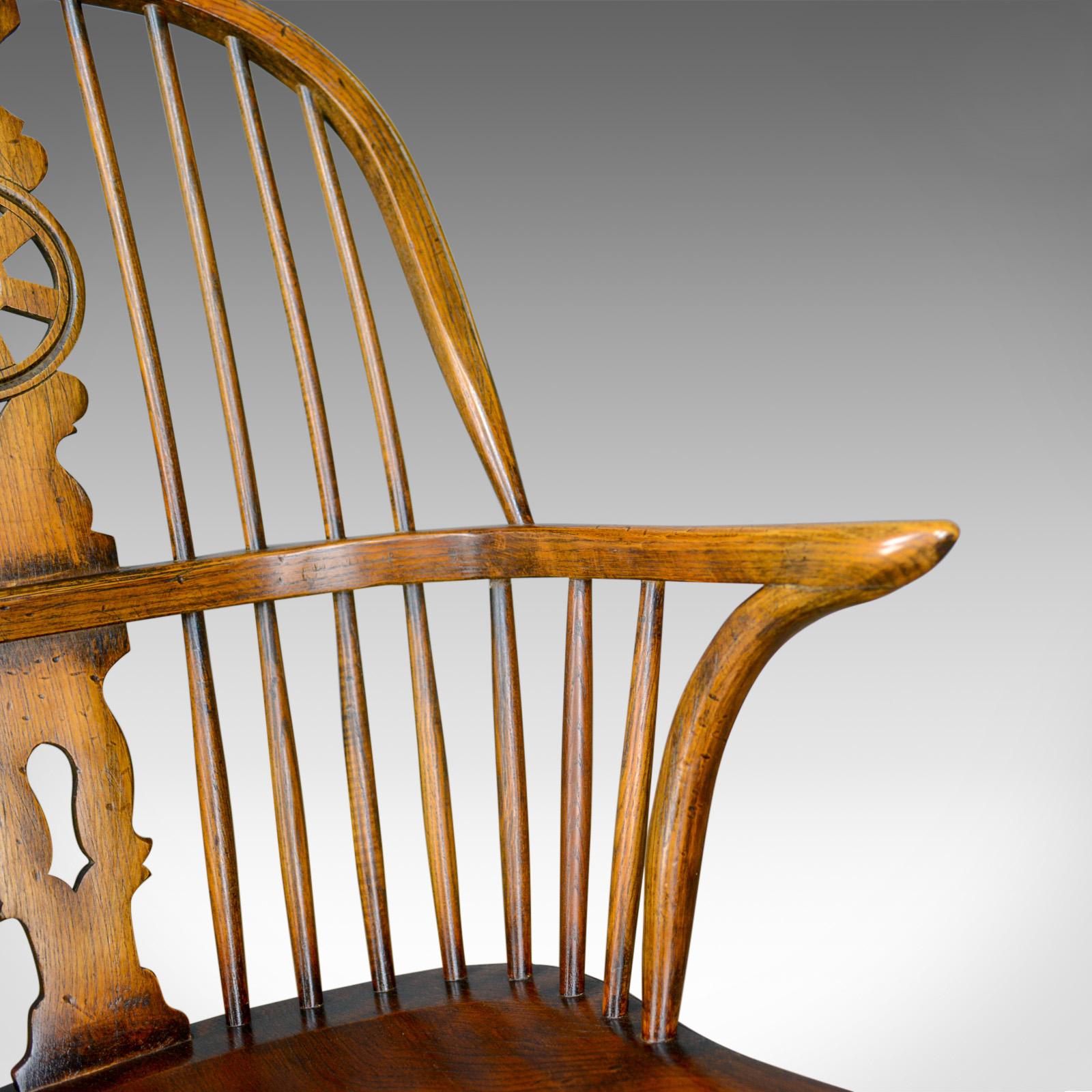 Elm Antique Rocking Chair, English, Edwardian, Windsor Stick Back, Elbow, circa 1910