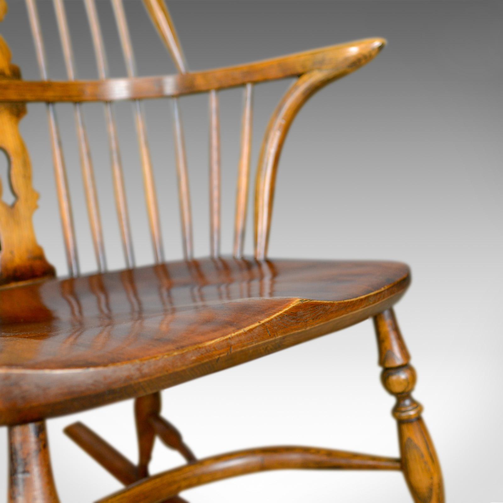 Antique Rocking Chair, English, Edwardian, Windsor Stick Back, Elbow, circa 1910 1