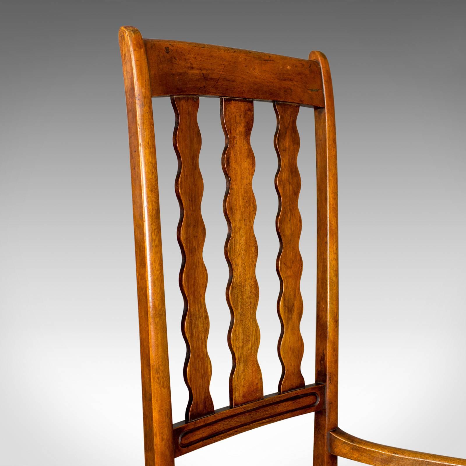 Antique Rocking Chair English Victorian, Mahogany Wavy Line Rocker, circa 1850 1
