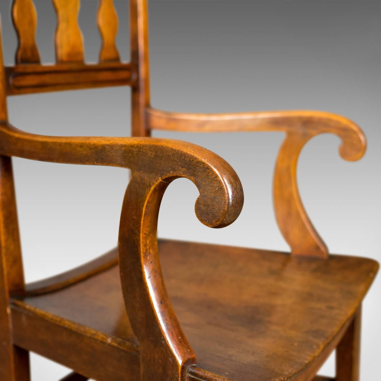 Antique Rocking Chair English Victorian, Mahogany Wavy Line Rocker, circa 1850 2