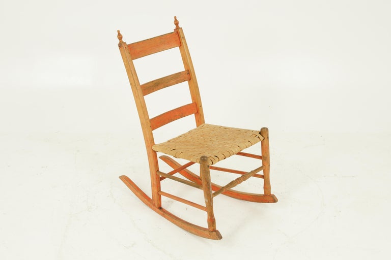 Antique Rocking Chair, Ladder Back Chair, Pine, 19th Century America ...