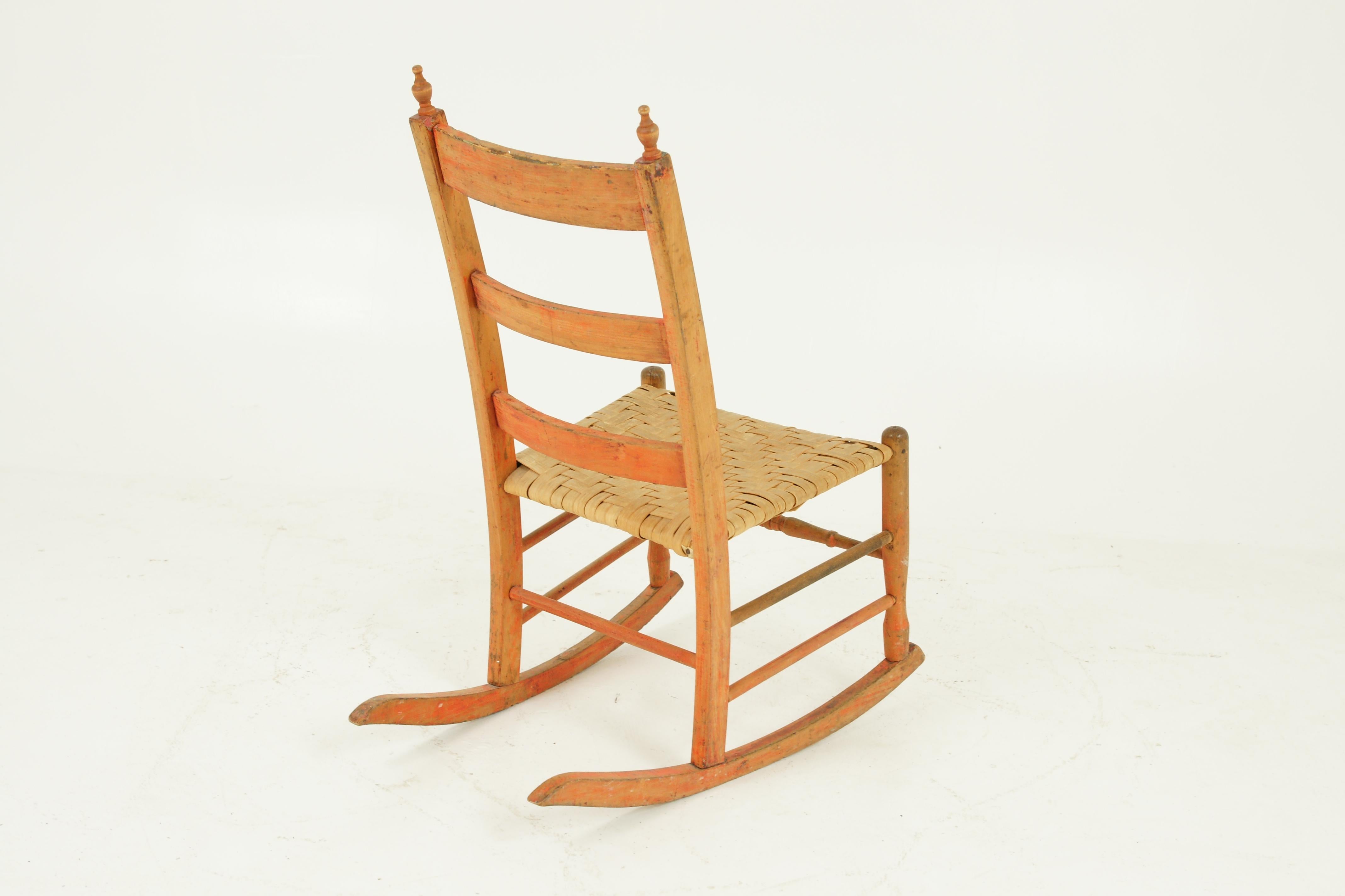 Antique Rocking Chair Ladder Back Chair Pine 19th Century