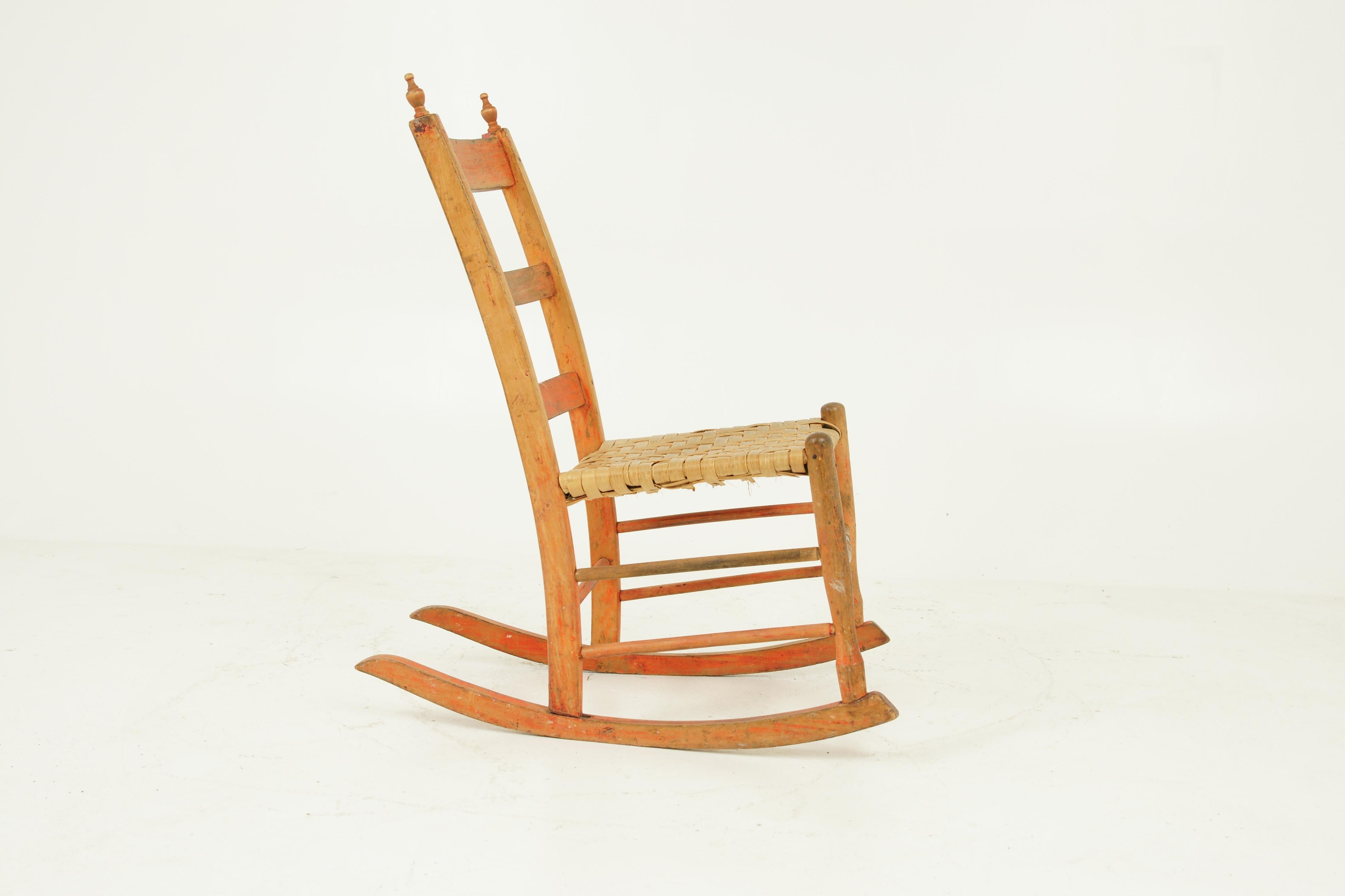 American Antique Rocking Chair, Ladder Back Chair, Pine, 19th Century America 1880, H511 For Sale