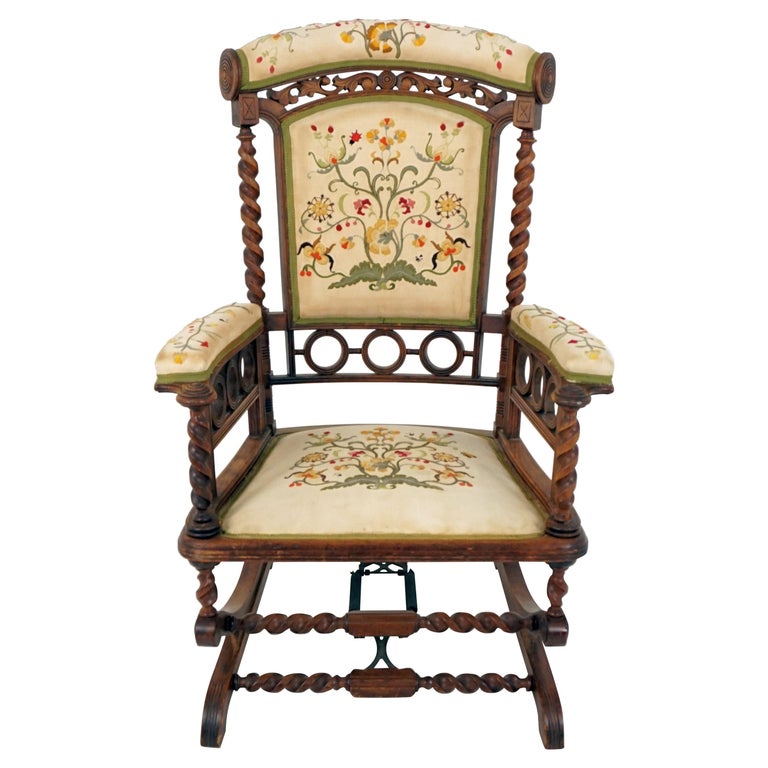 Antique Rocking Chair Walnut Barley Twist George Hunzinger American ...