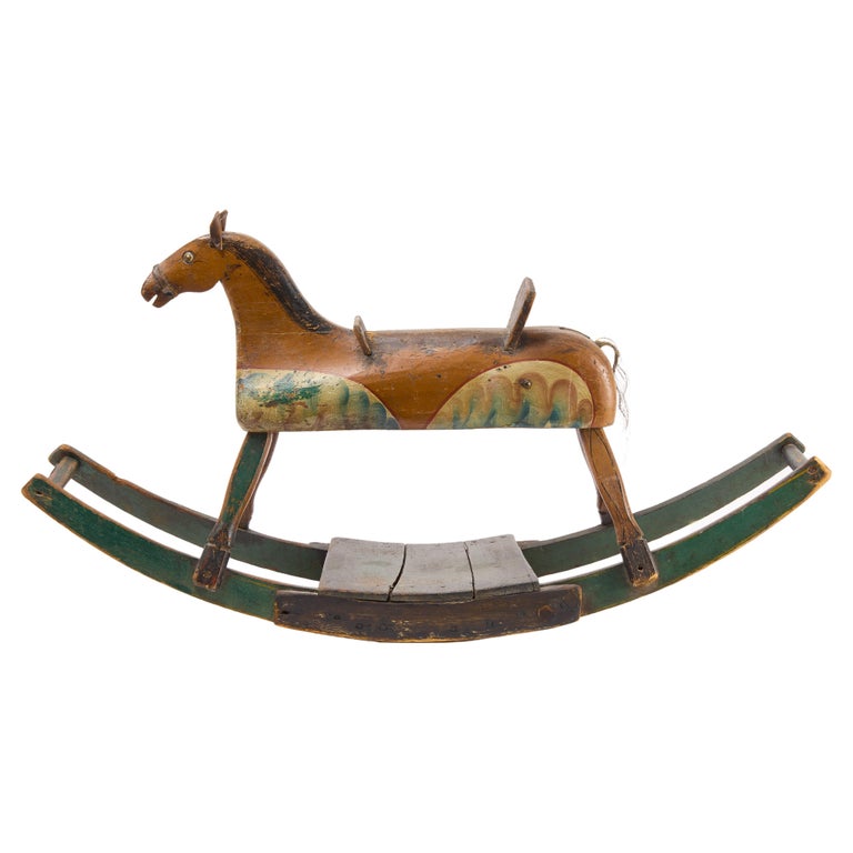 Antique Rocking Horse, Attributed to Benjamin Crandall, American, circa 1850 For Sale