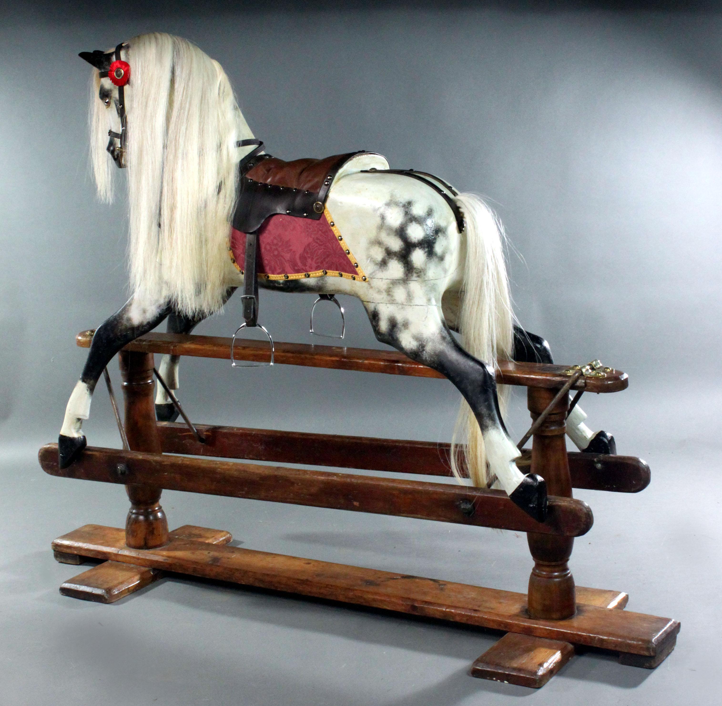 Pine Antique Rocking Horse by F. H. Ayres