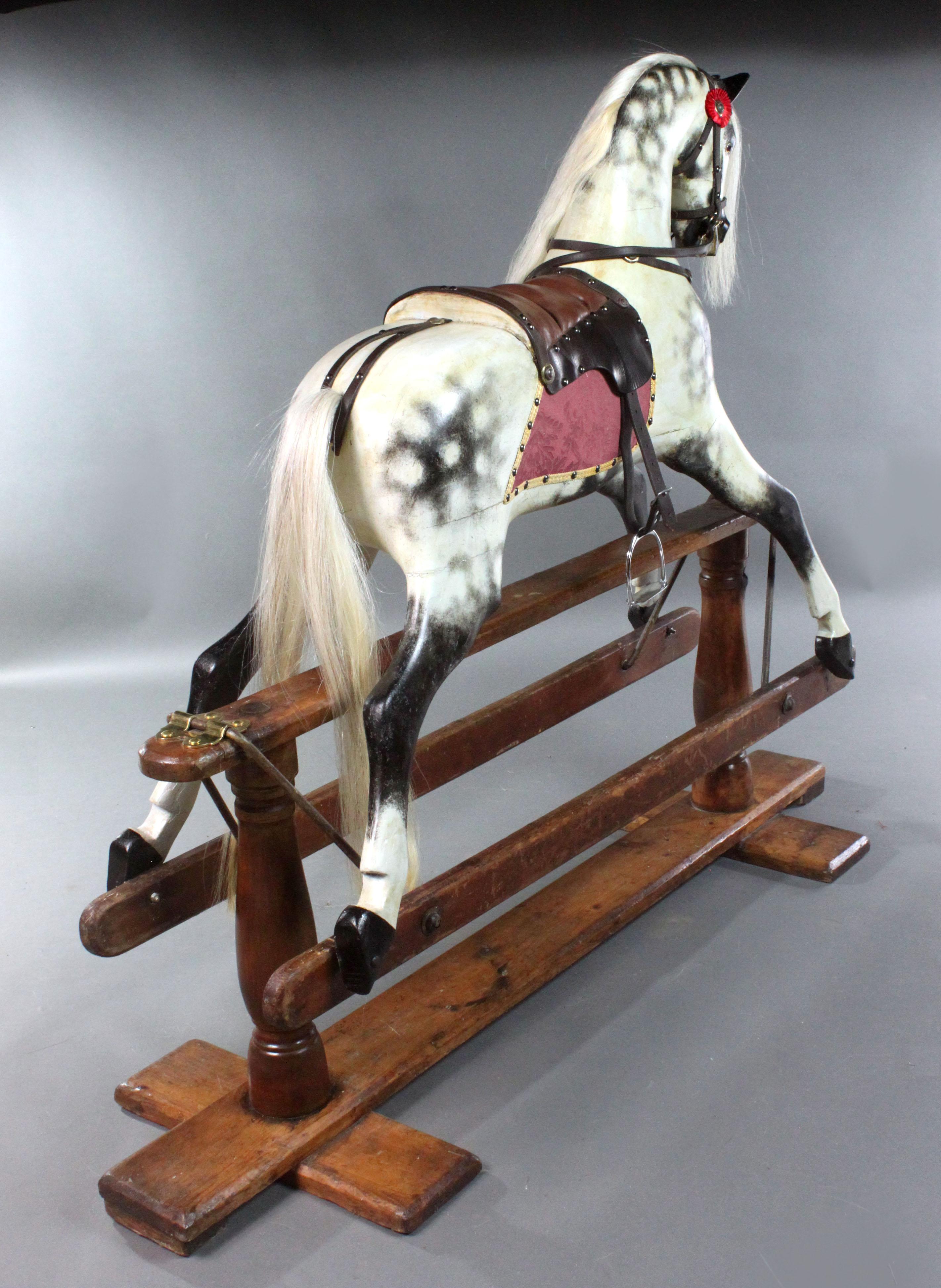 Hand-Painted Antique Rocking Horse by F. H. Ayres