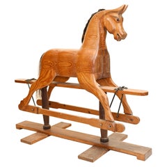 Antique Rocking Horse Carved Wood, 1930 Childrens Toys