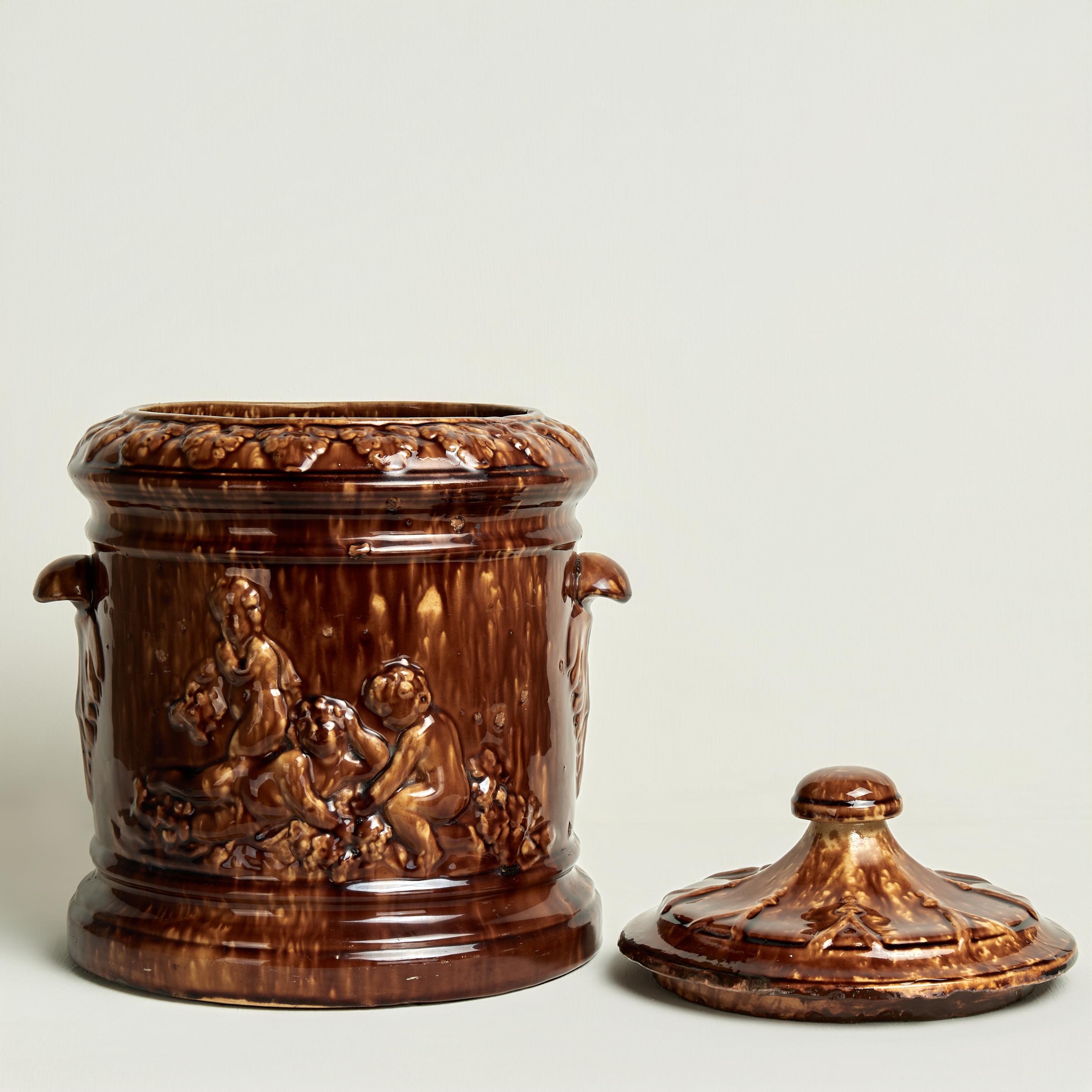 Jarre à tabac ancienne en poterie de Rockingham en vente 3