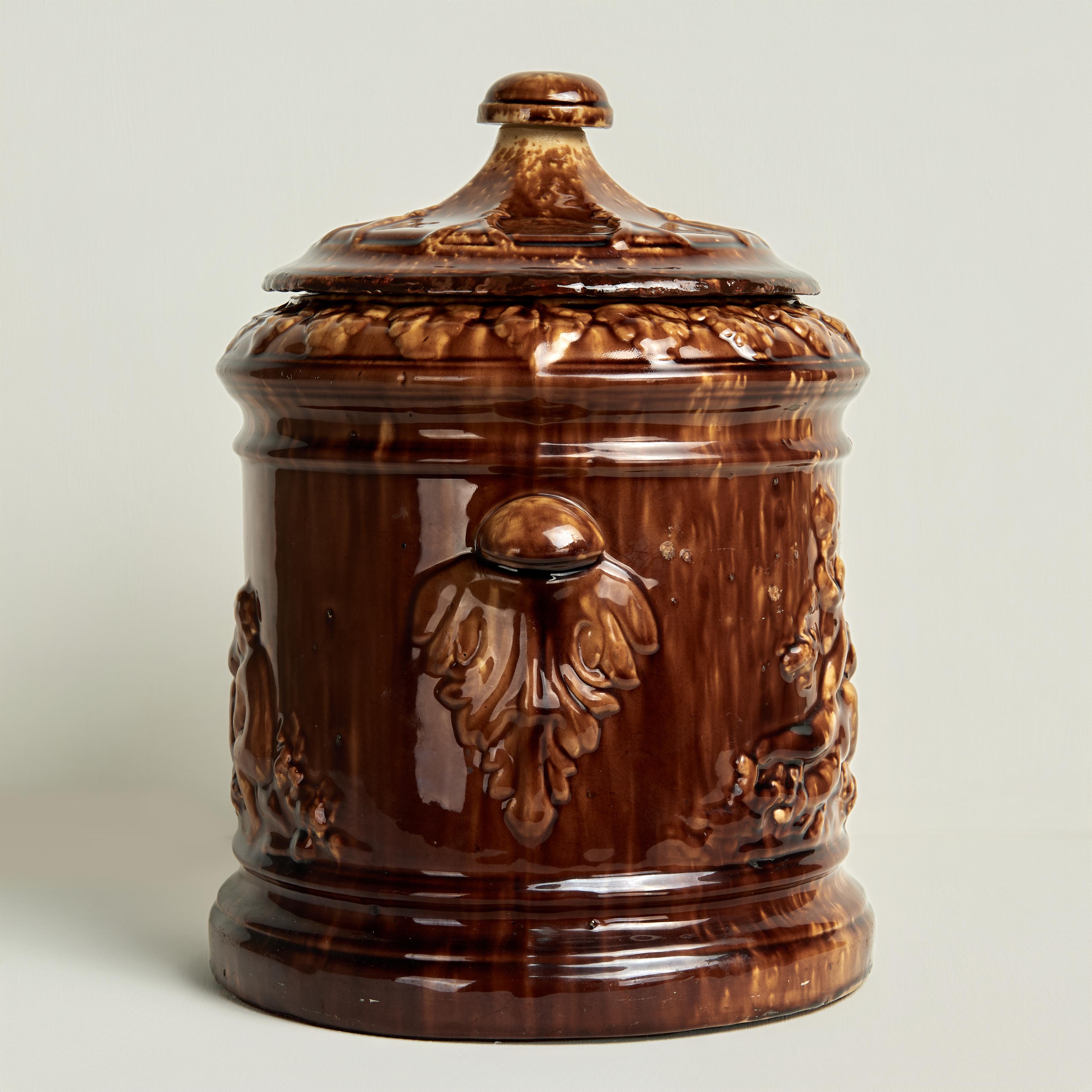 Victorien Jarre à tabac ancienne en poterie de Rockingham en vente