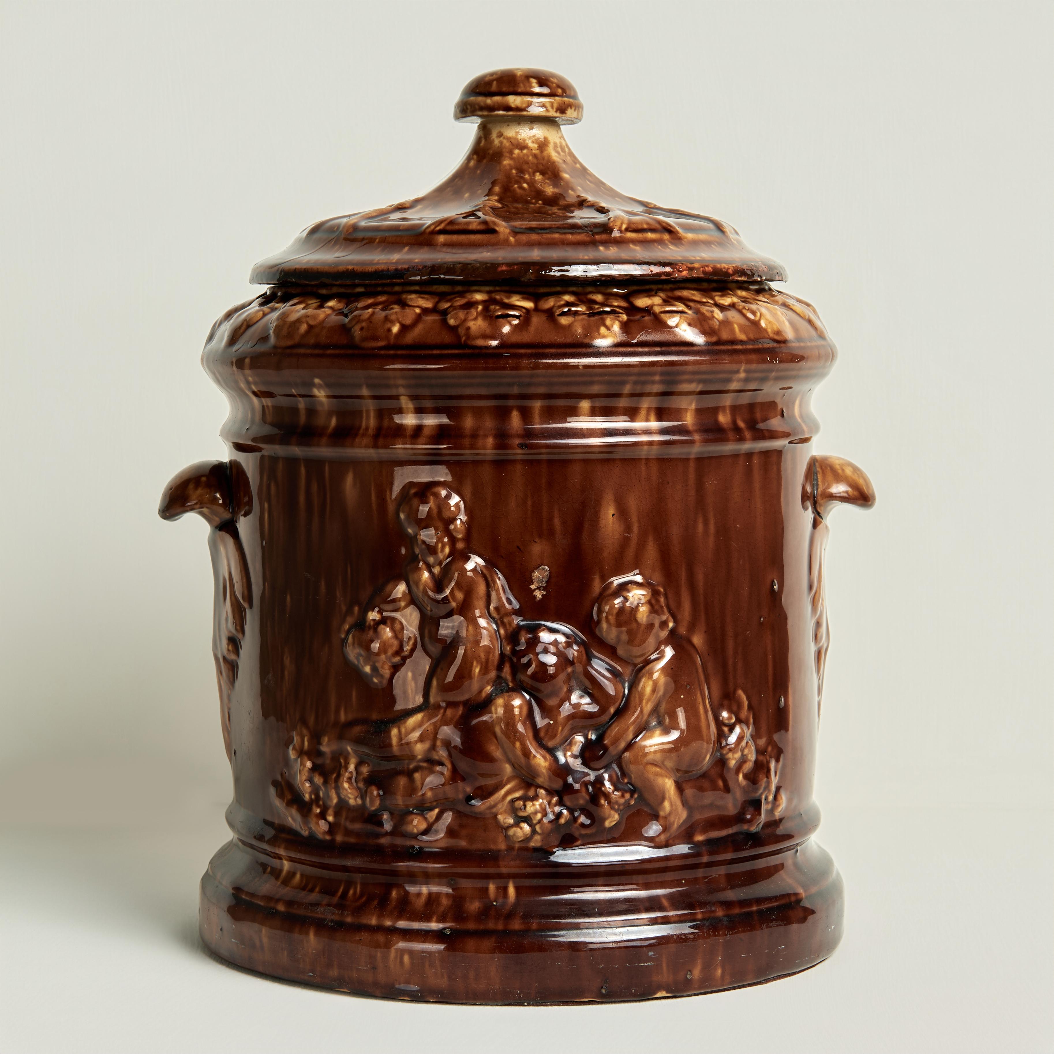 Américain Jarre à tabac ancienne en poterie de Rockingham en vente