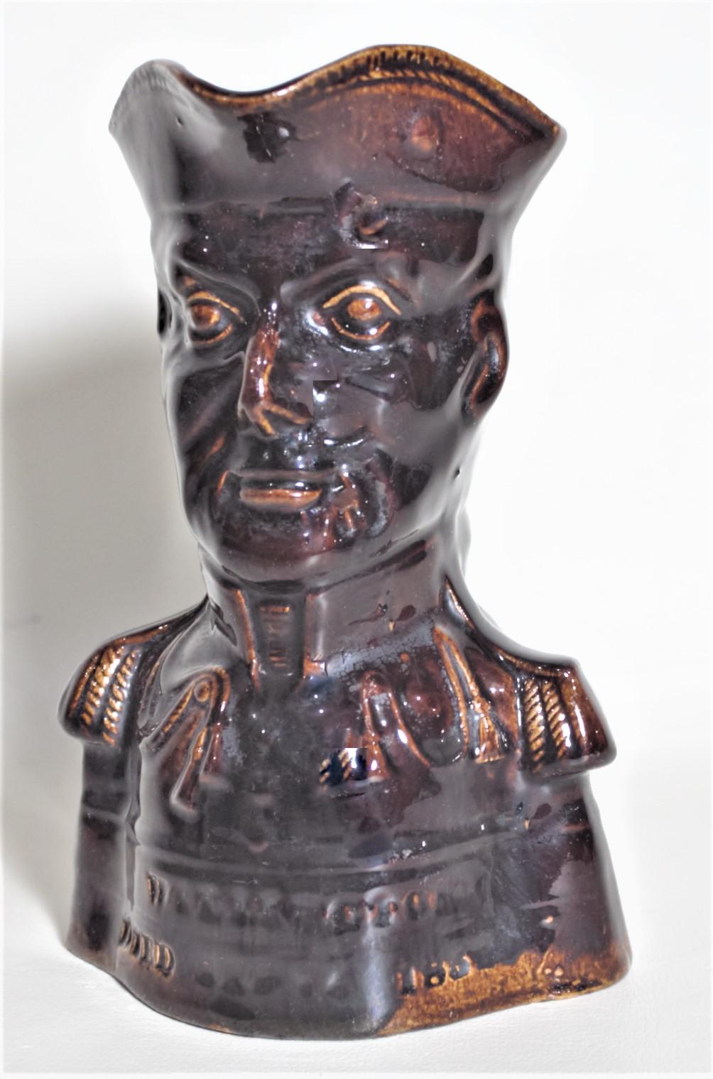 Early Victorian Antique Rockingham Treacle Glazed Lord Wellington Character or Toby Jug
