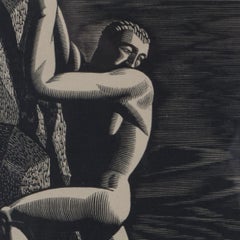 Antique Rockwell Kent Art Deco Lithograph “Mountain Climber”, Signed, C1933