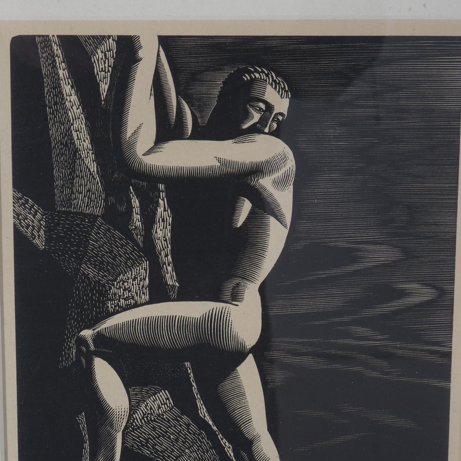 Antique Rockwell Kent Art Deco Lithograph “Mountain Climber”, Signed, C1933 1