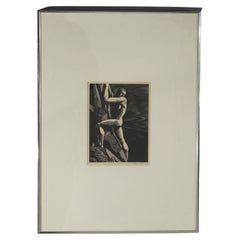 Antiker Rockwell Kent Art-Déco-Lithographie-Bergschmiedeeisenschmied, signiert, um 1933