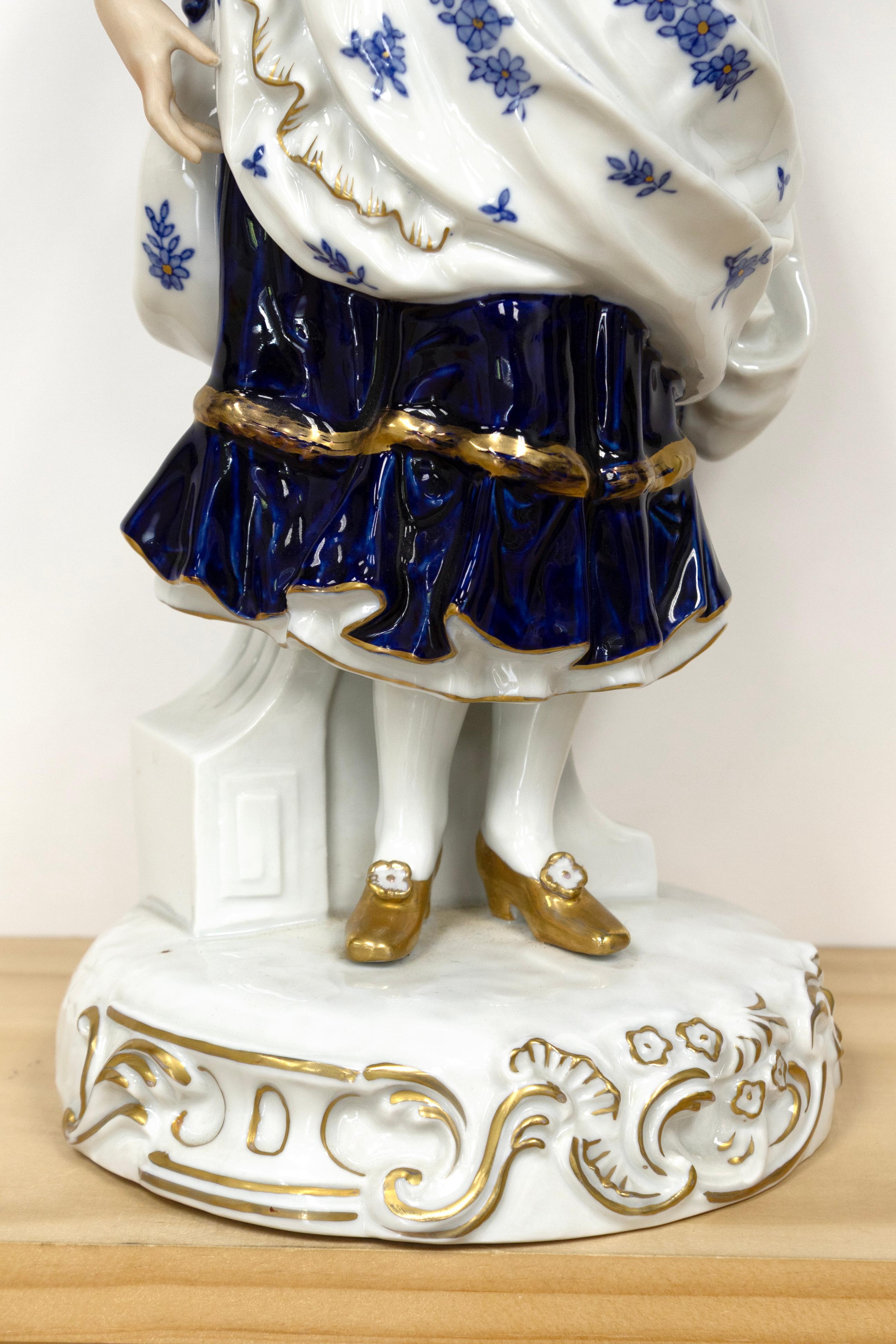 XX secolo Antique Rococo Aristocrats - Pair of Painted Porcelain Figurines, Germany in vendita