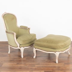 Antique Rococo Arm Chair And Ottoman, Sweden circa 1870