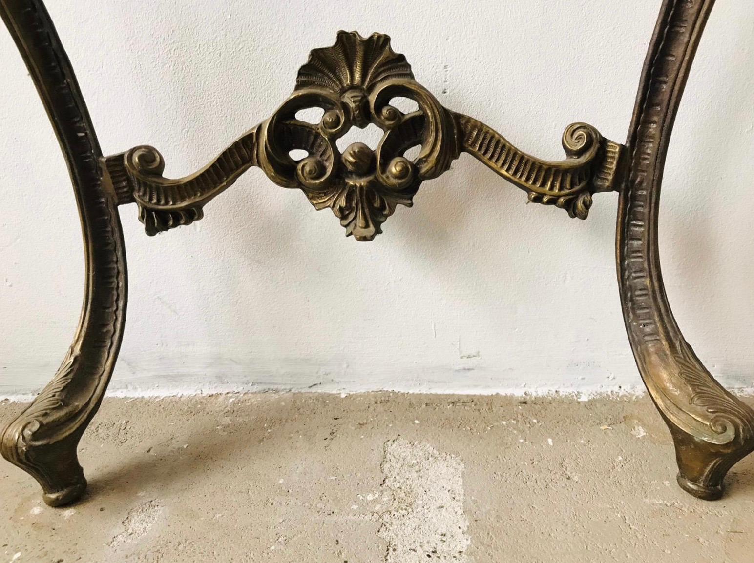 Antique Rococo Baroque Wall Console Table in Copper and Italian Marble In Good Condition In Amsterdam, NL