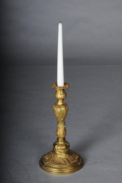 Antique Rococo candlesticks made of fire-gilt bronze, Baroque