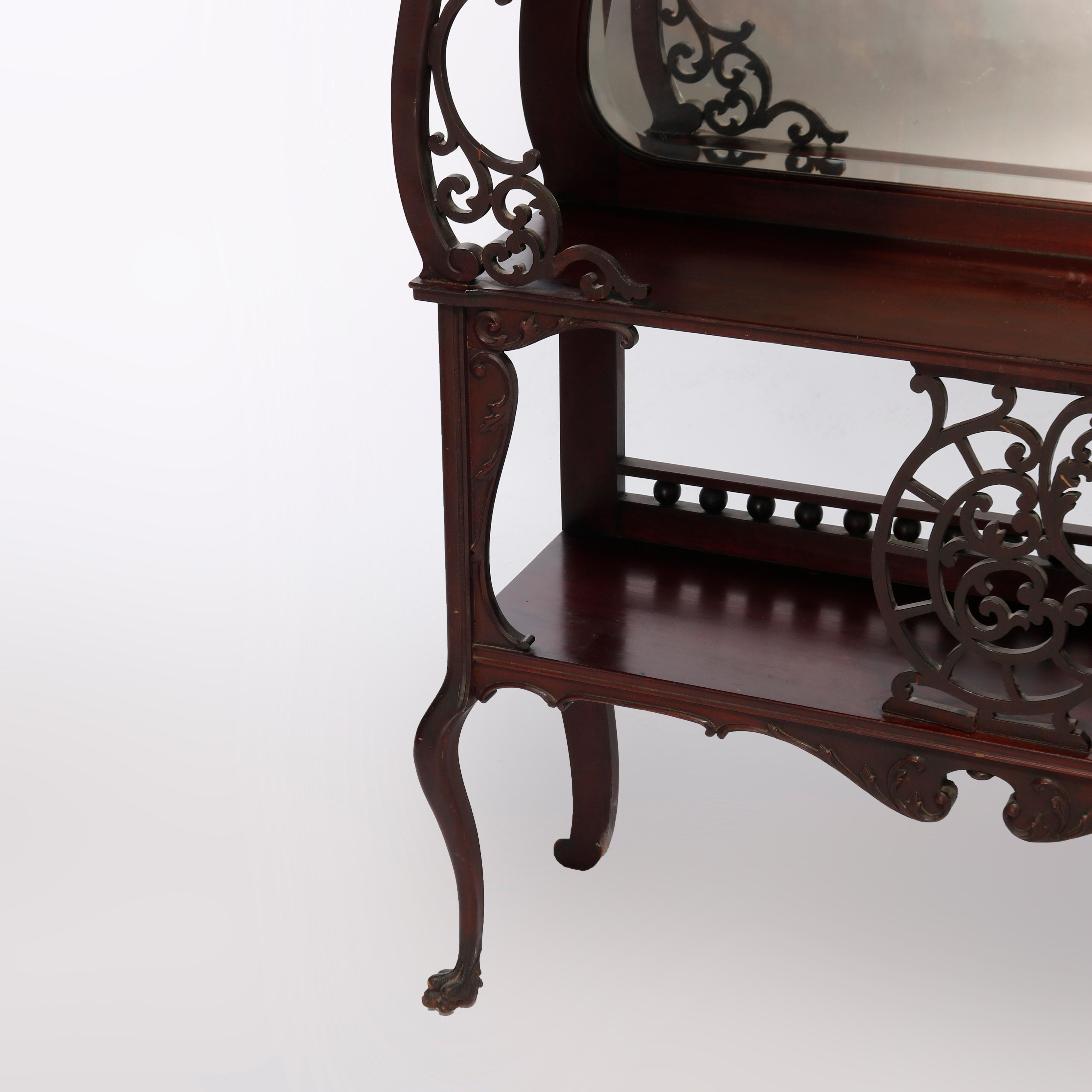 Antique Rococo Carved Mahogany Mirrored Etagere, C1900 1