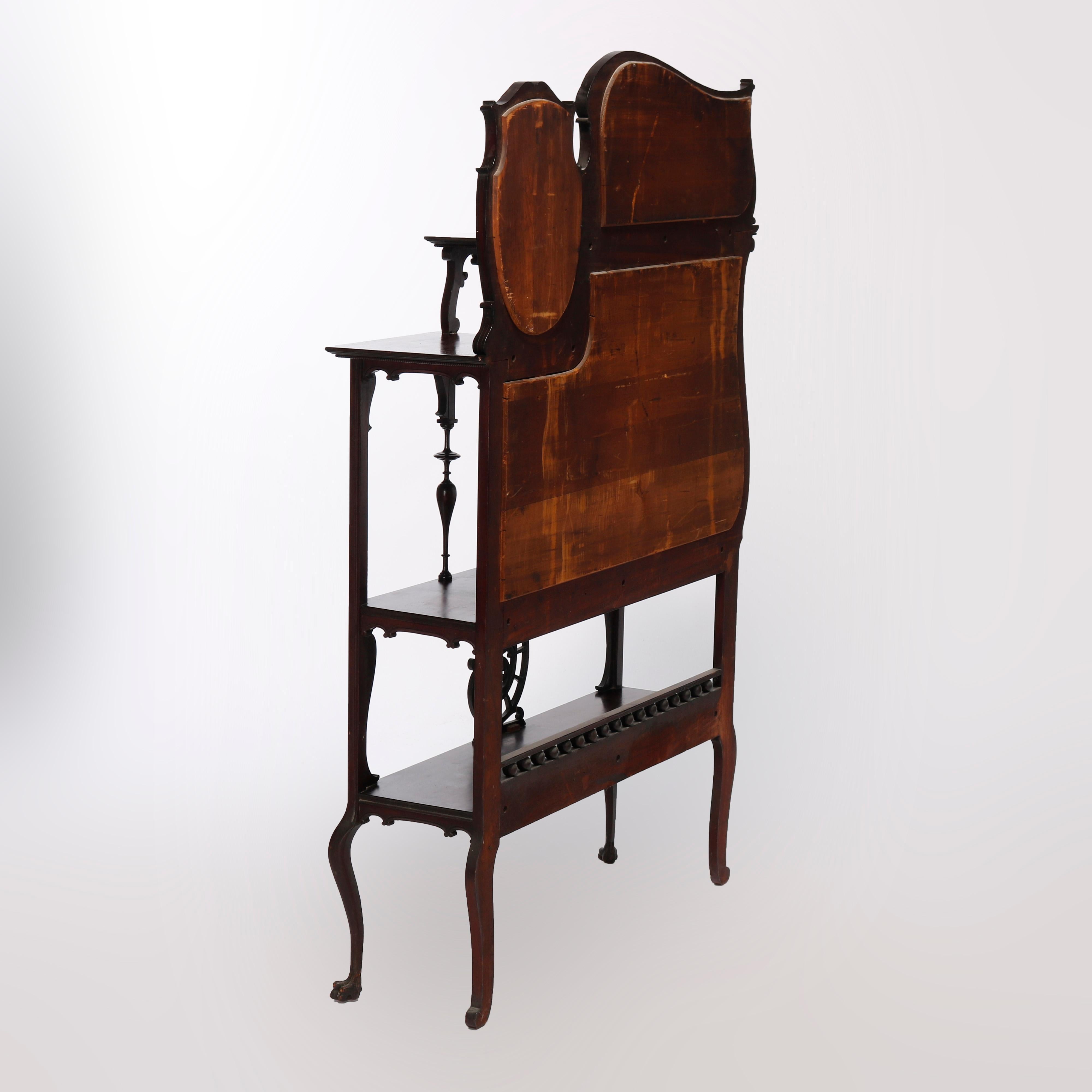 Antique Rococo Carved Mahogany Mirrored Etagere, C1900 4