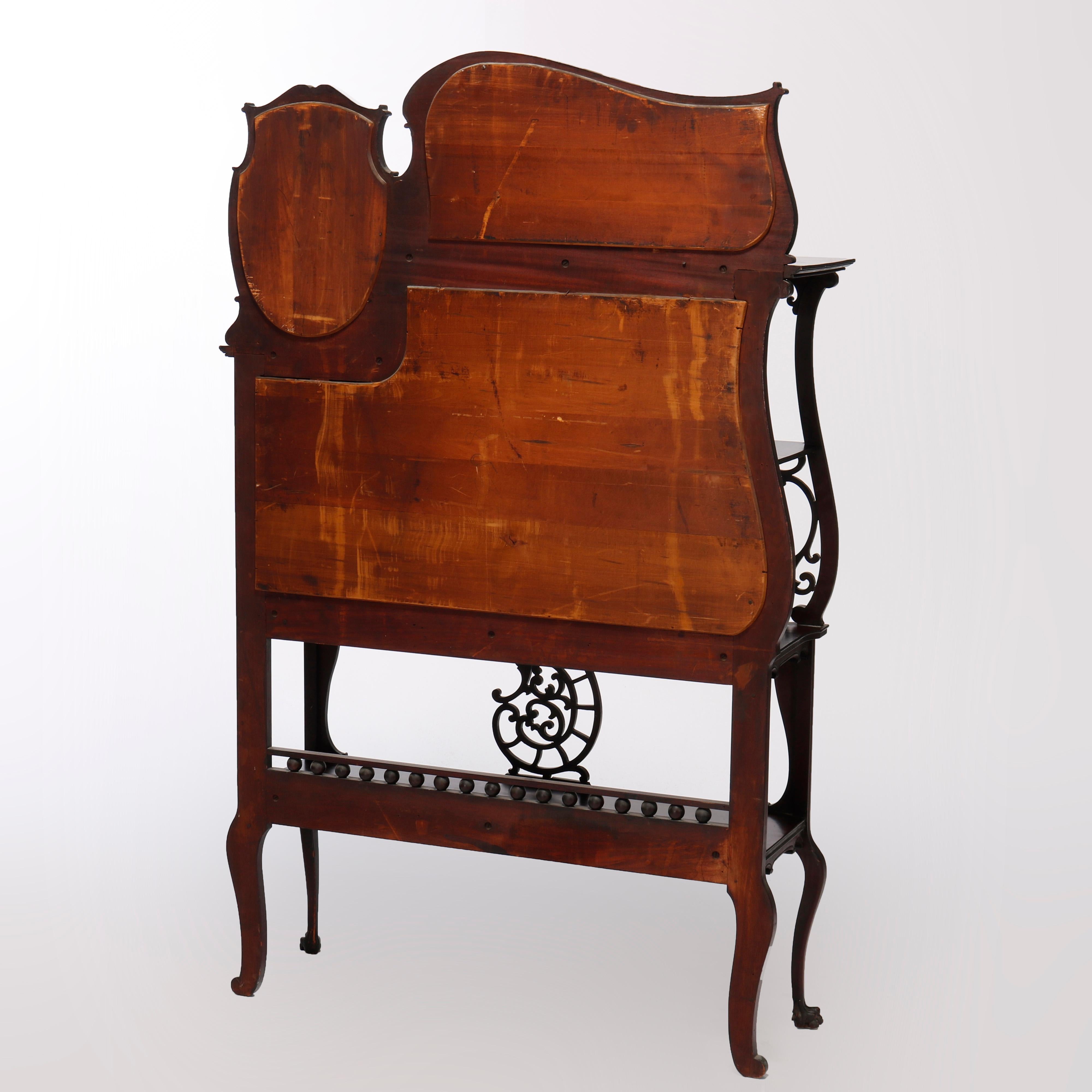 Antique Rococo Carved Mahogany Mirrored Etagere, C1900 5