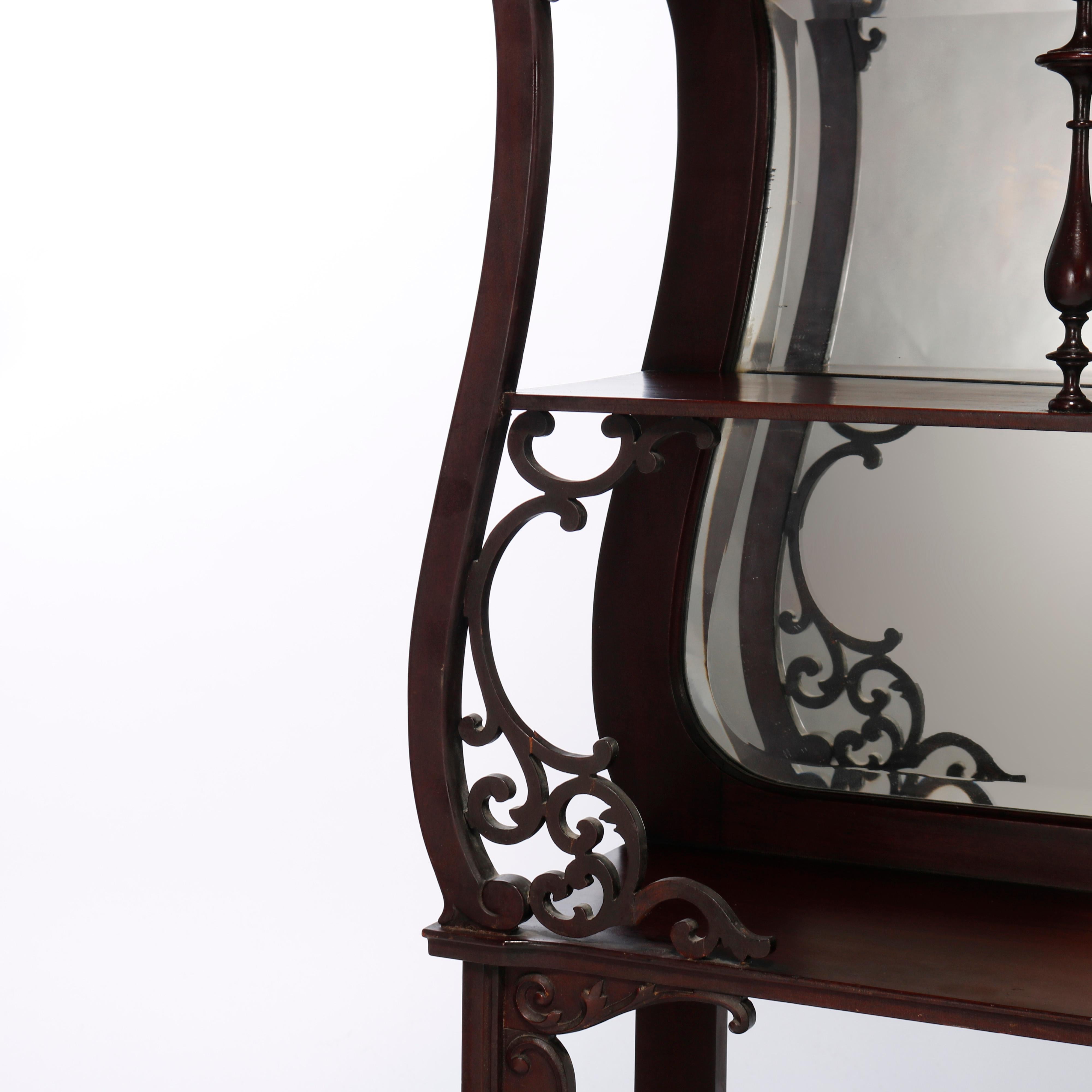 antique etagere with mirror
