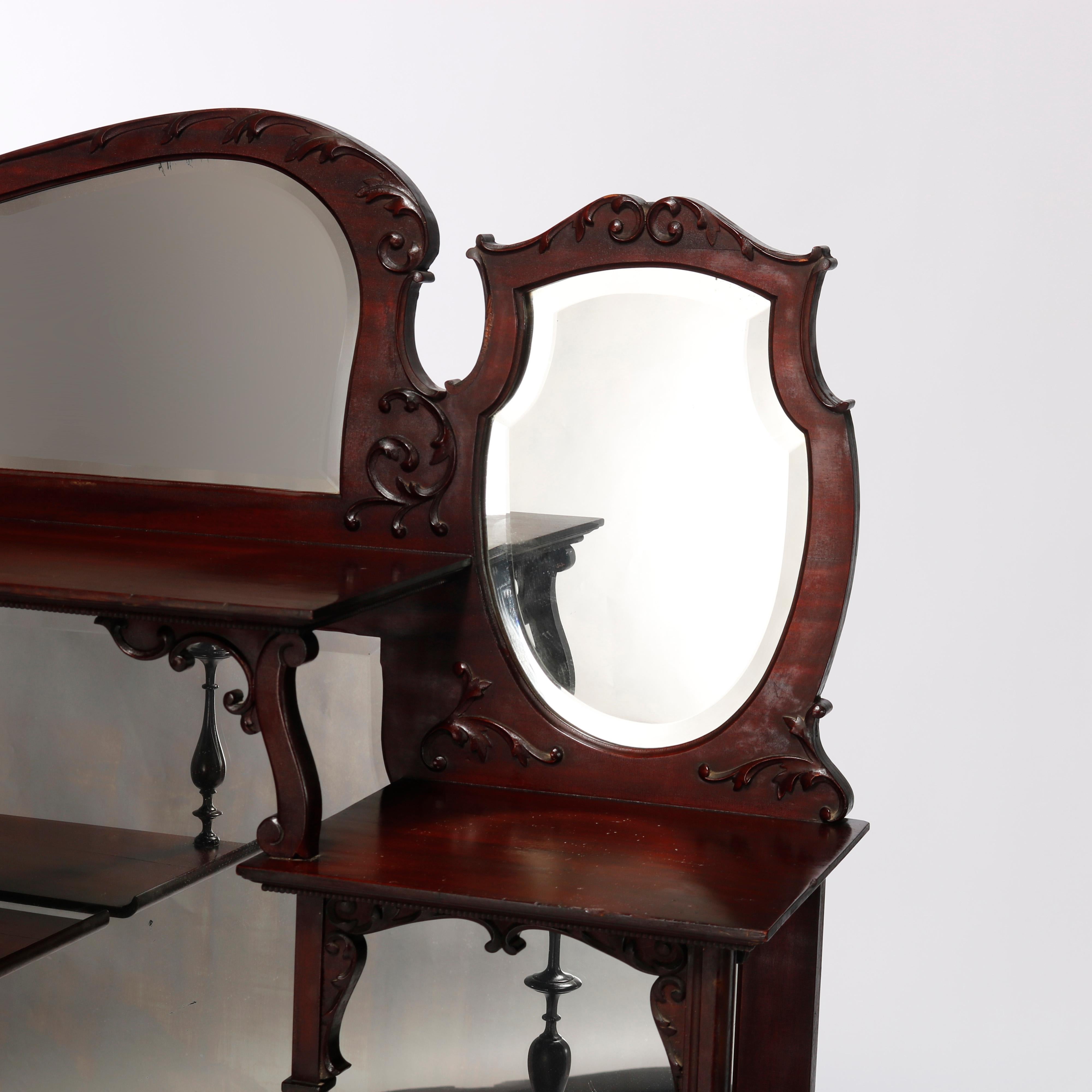 Rococo Revival Antique Rococo Carved Mahogany Mirrored Etagere, C1900