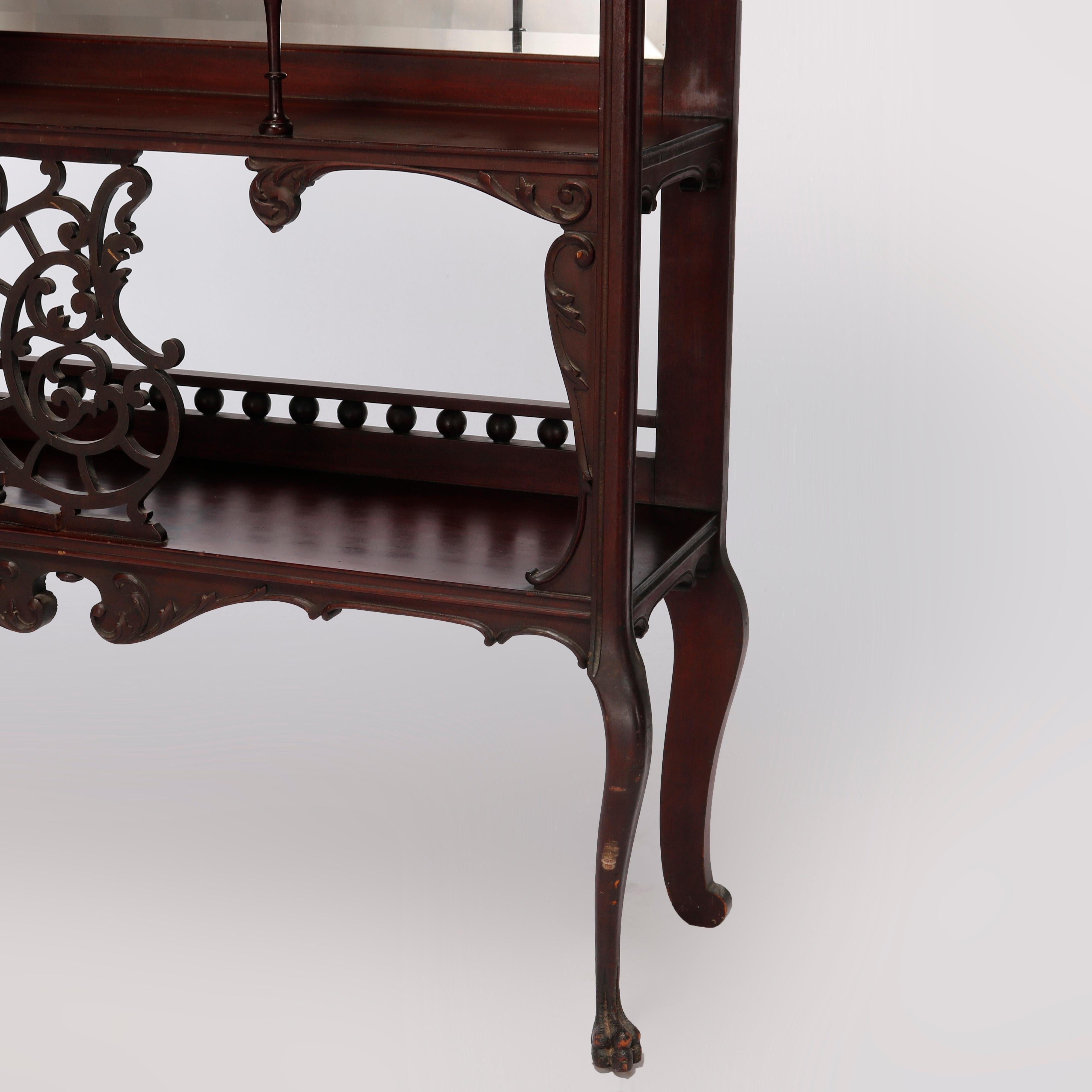 20th Century Antique Rococo Carved Mahogany Mirrored Etagere, C1900