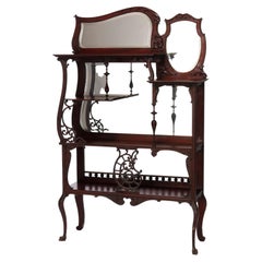 Antique Rococo Carved Mahogany Mirrored Etagere, C1900