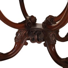 Antique Rococo Carved Mahogany Turtle Top Center Table C1890