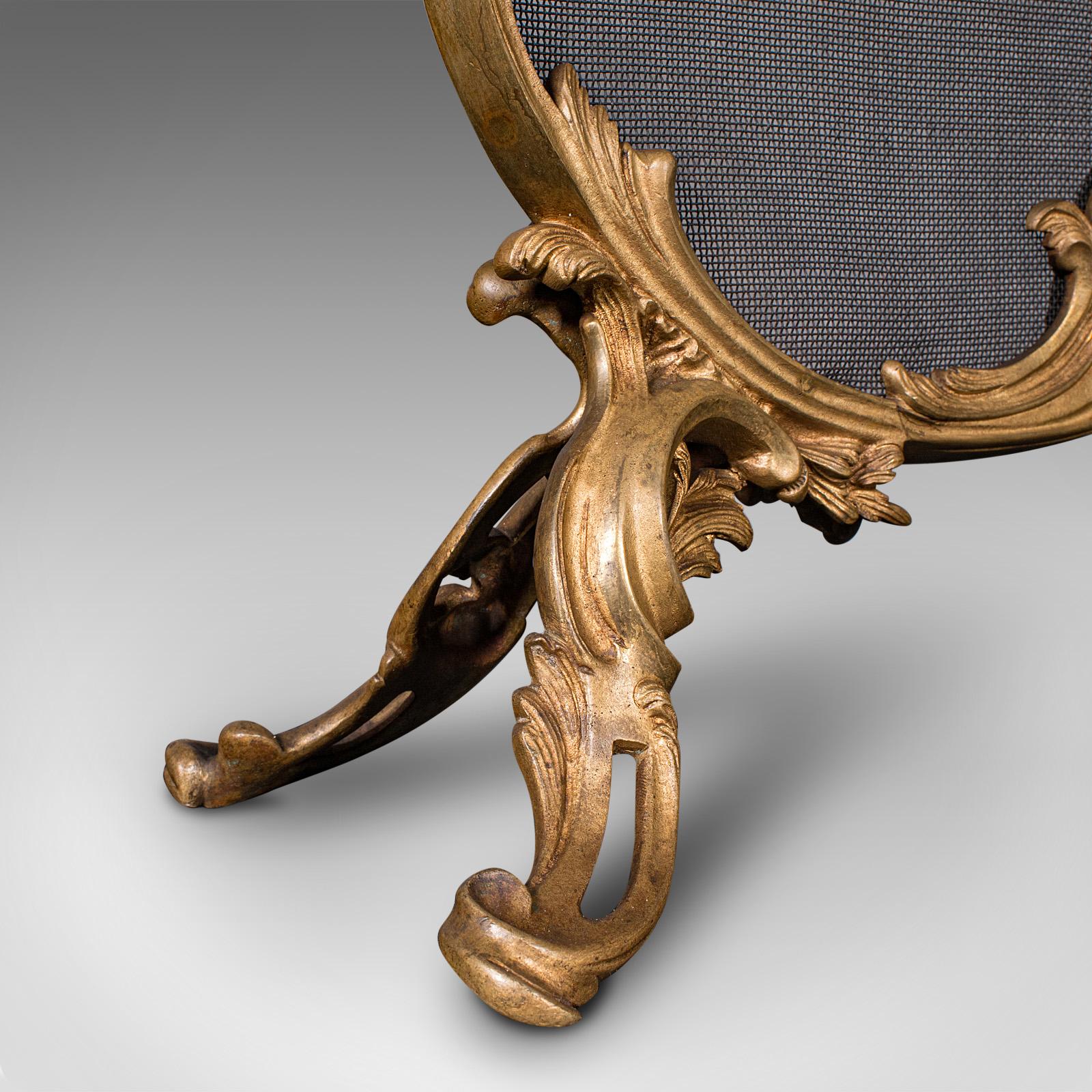 Parafuoco rococò, francese, ottone dorato, pannello da caminetto, vittoriano, 1900 in vendita 3