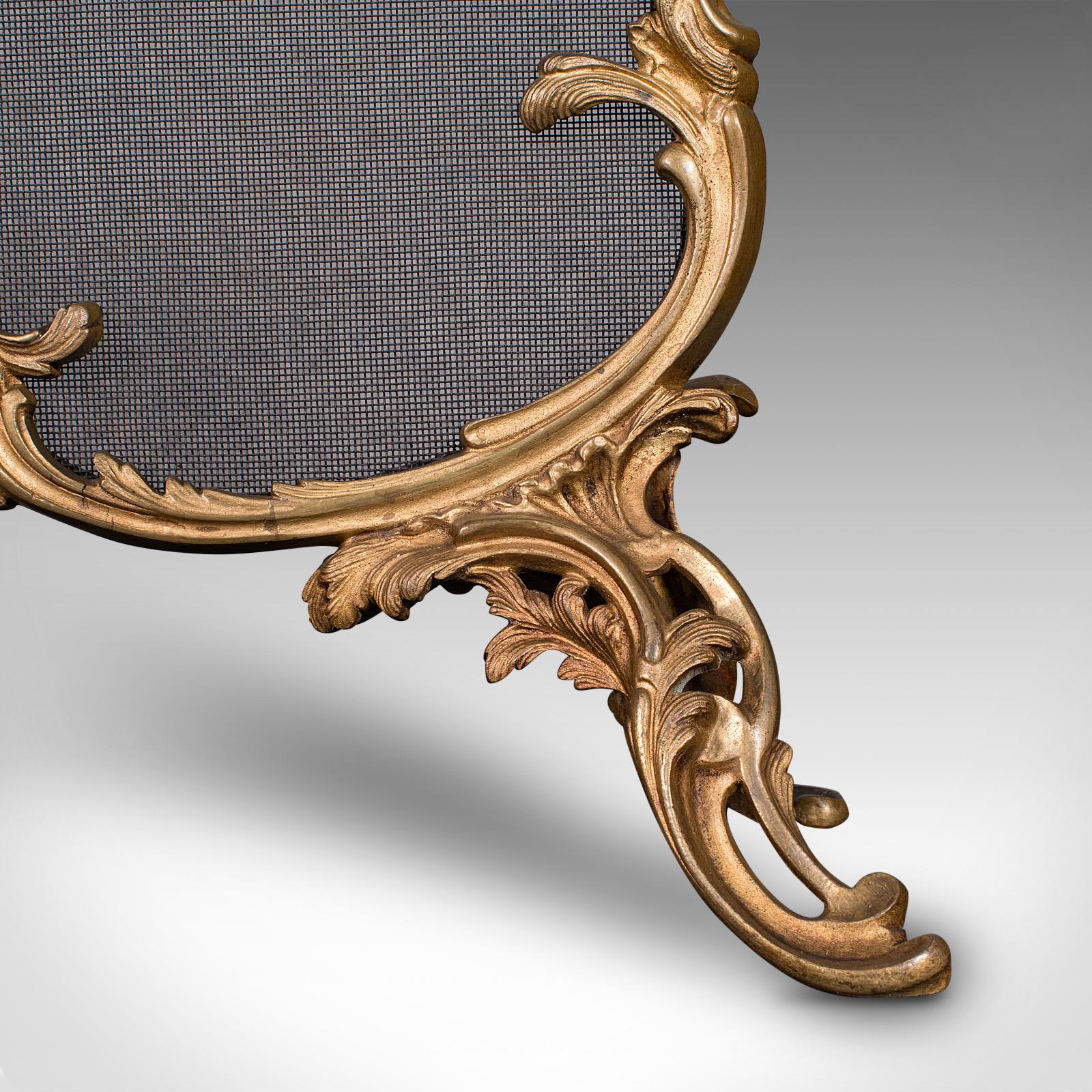 Parafuoco rococò, francese, ottone dorato, pannello da caminetto, vittoriano, 1900 in vendita 4