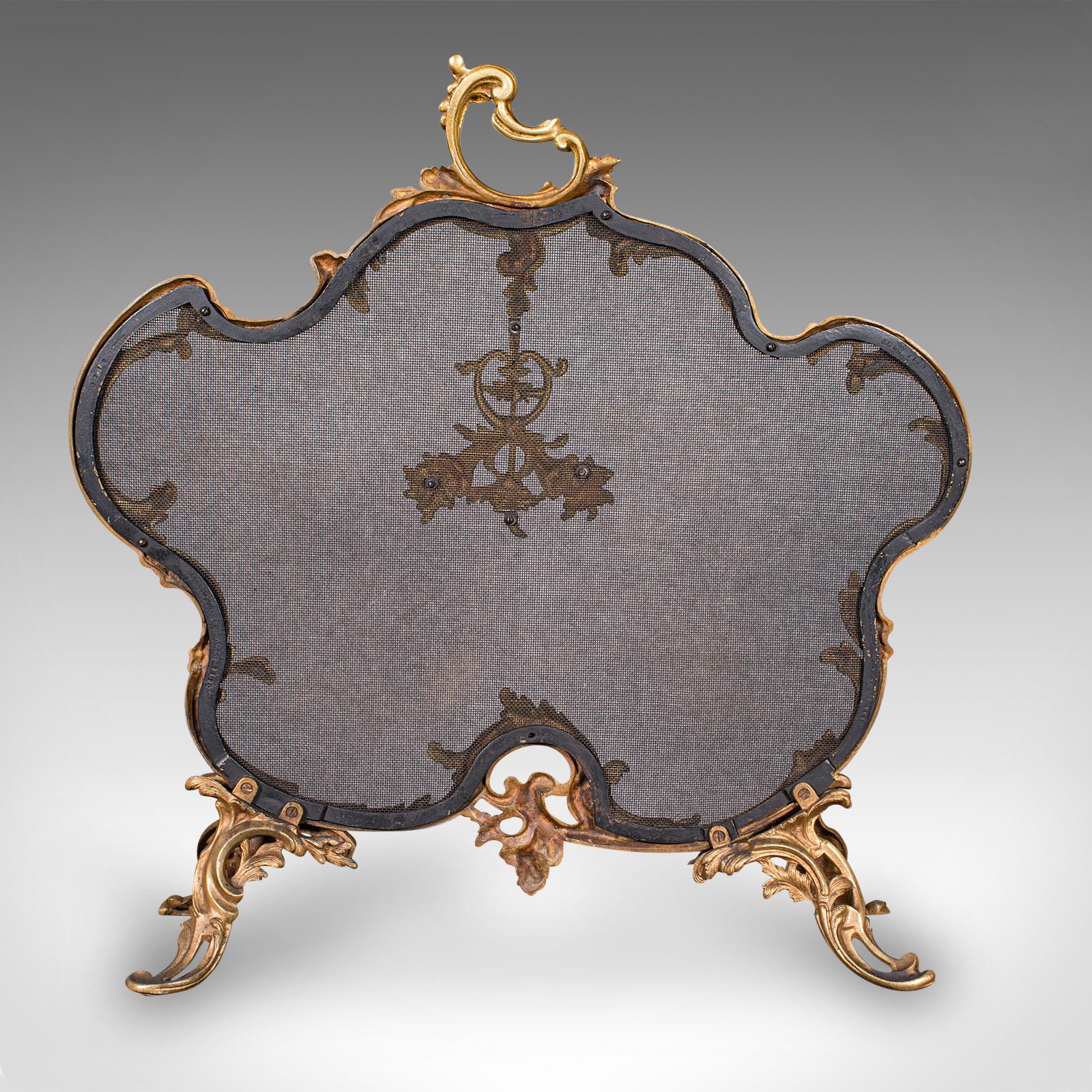 Francese Parafuoco rococò, francese, ottone dorato, pannello da caminetto, vittoriano, 1900 in vendita