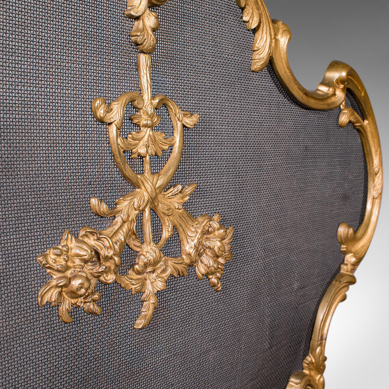 Ottone Parafuoco rococò, francese, ottone dorato, pannello da caminetto, vittoriano, 1900 in vendita