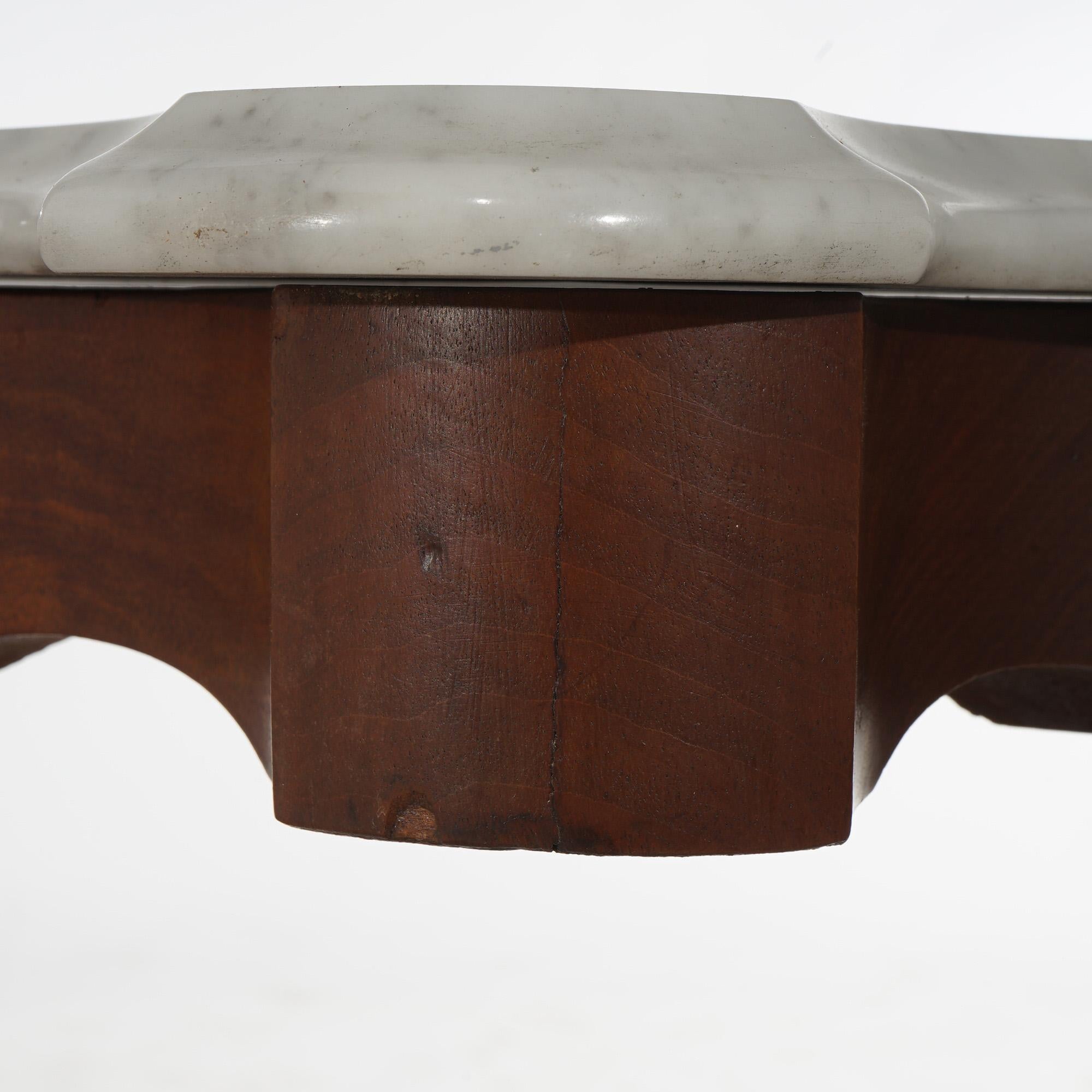 Antiker Rokoko-Gothic-Parlor-Tisch aus geschnitztem Nussbaumholz mit Marmorplatte, um 1880 im Angebot 6