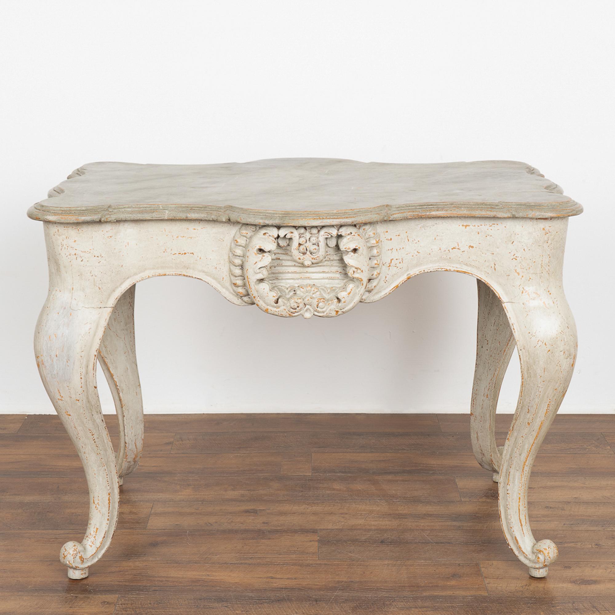 Italian Antique Rococo Gray Painted Side Table, Italy circa 1890 For Sale