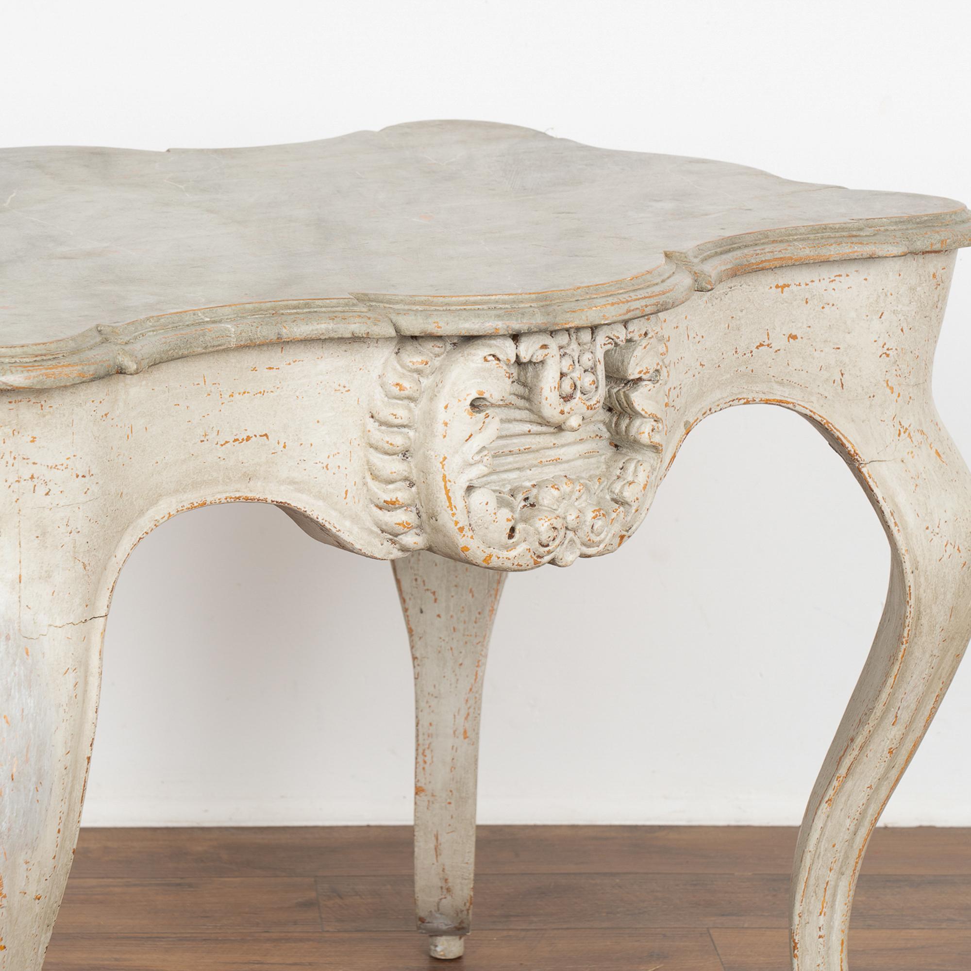 Pine Antique Rococo Gray Painted Side Table, Italy circa 1890 For Sale